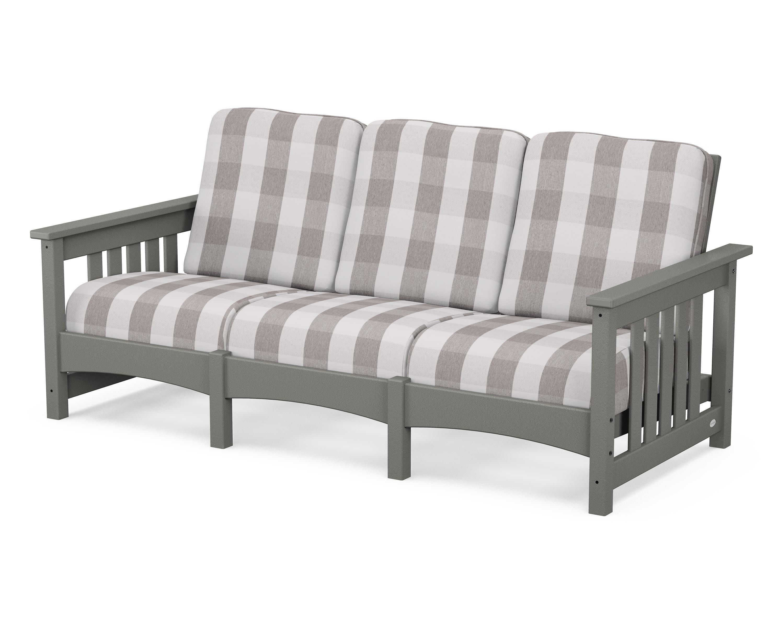 Club Mission Sofa in Slate Grey / Buffalo Plaid Grey Mist