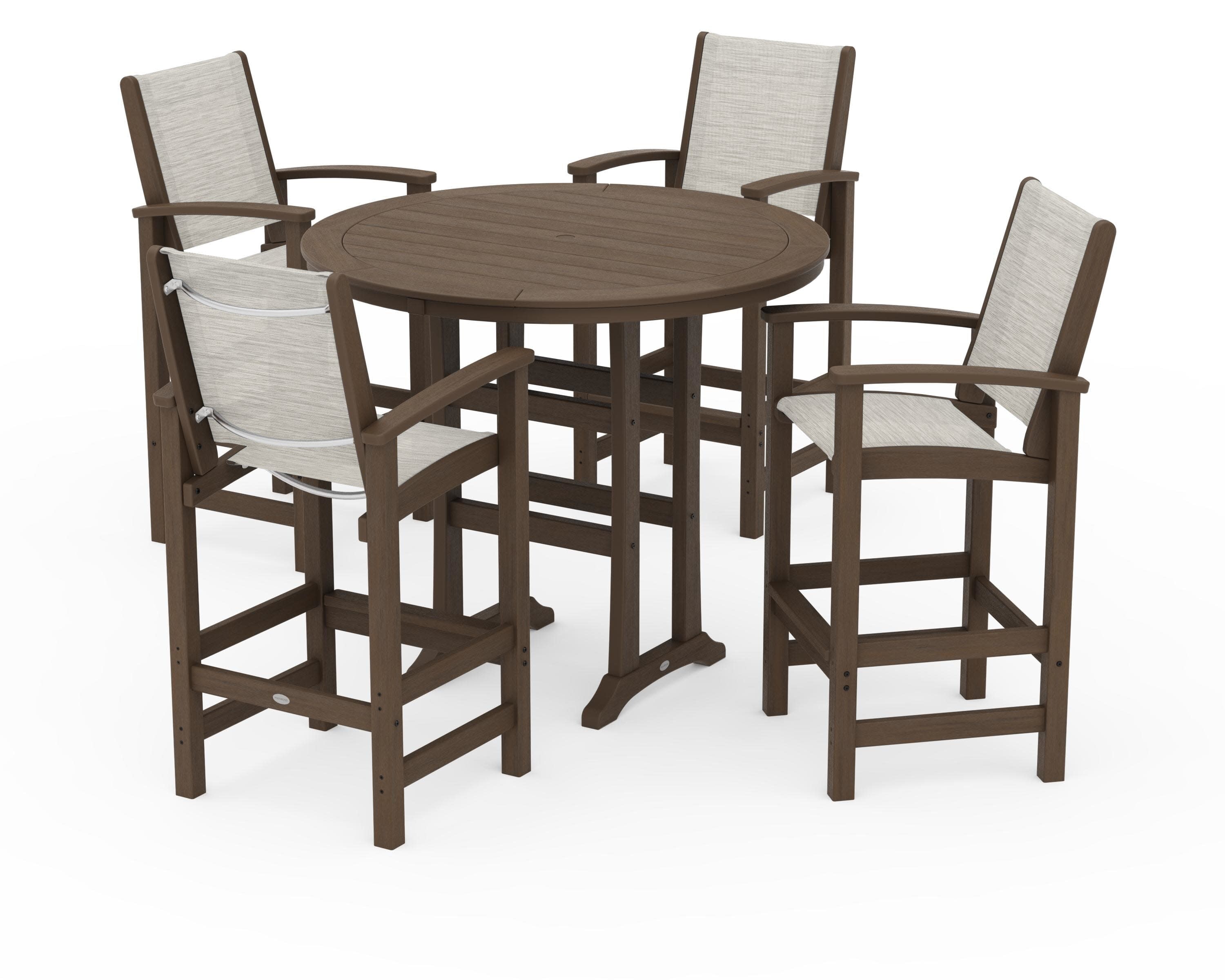 Coastal 5-Piece Nautical Trestle Bar Set in Kona / Birch Sling