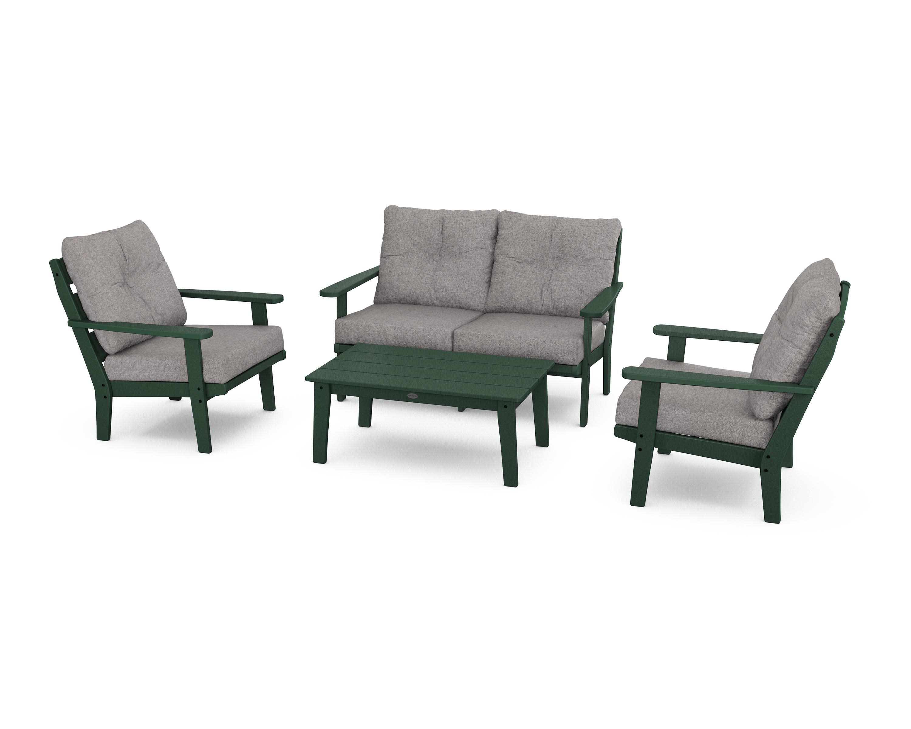 Lakeside 4-Piece Deep Seating Set in Green / Grey Mist