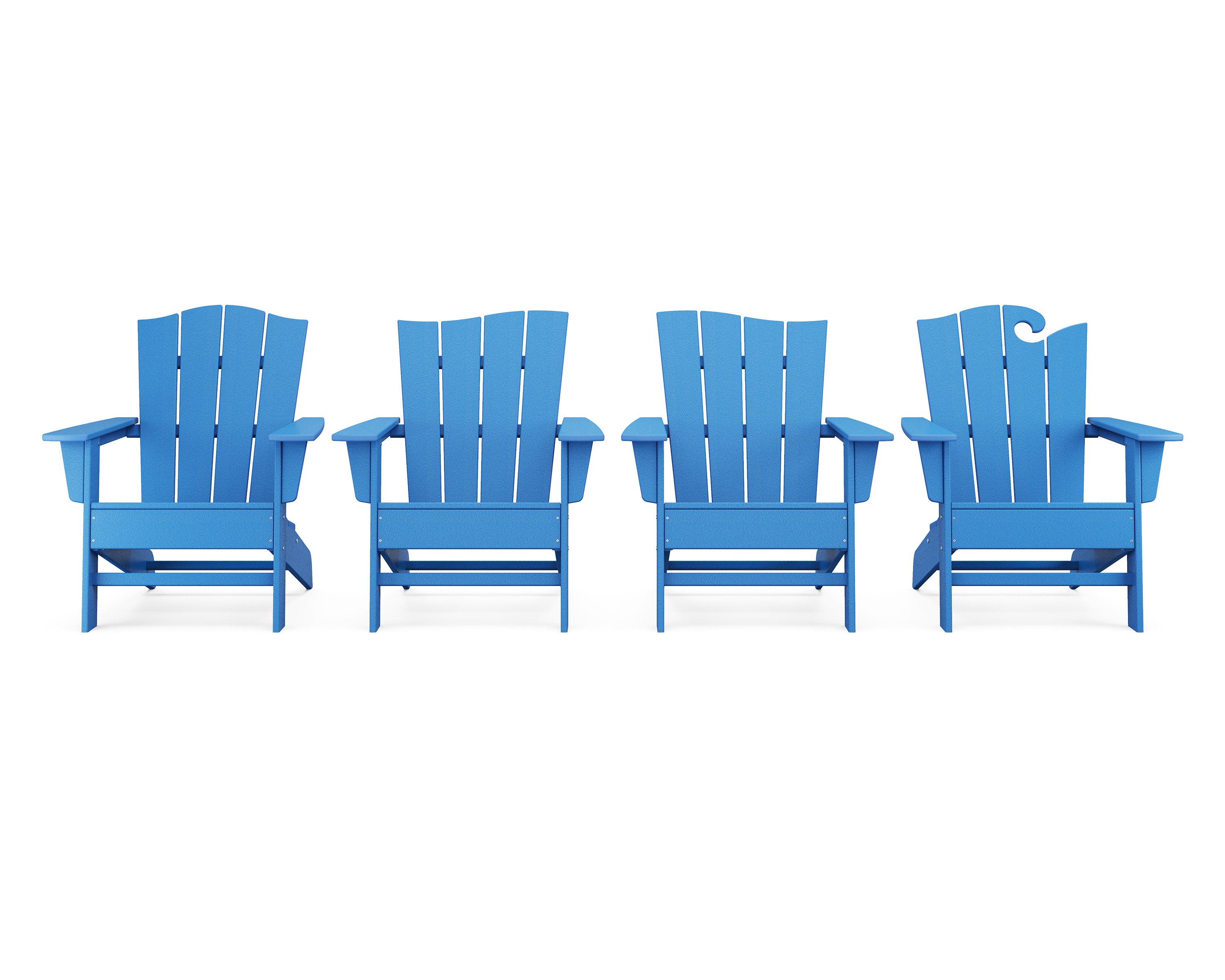 Wave Collection 4-Piece Adirondack Chair Set in Pacific Blue