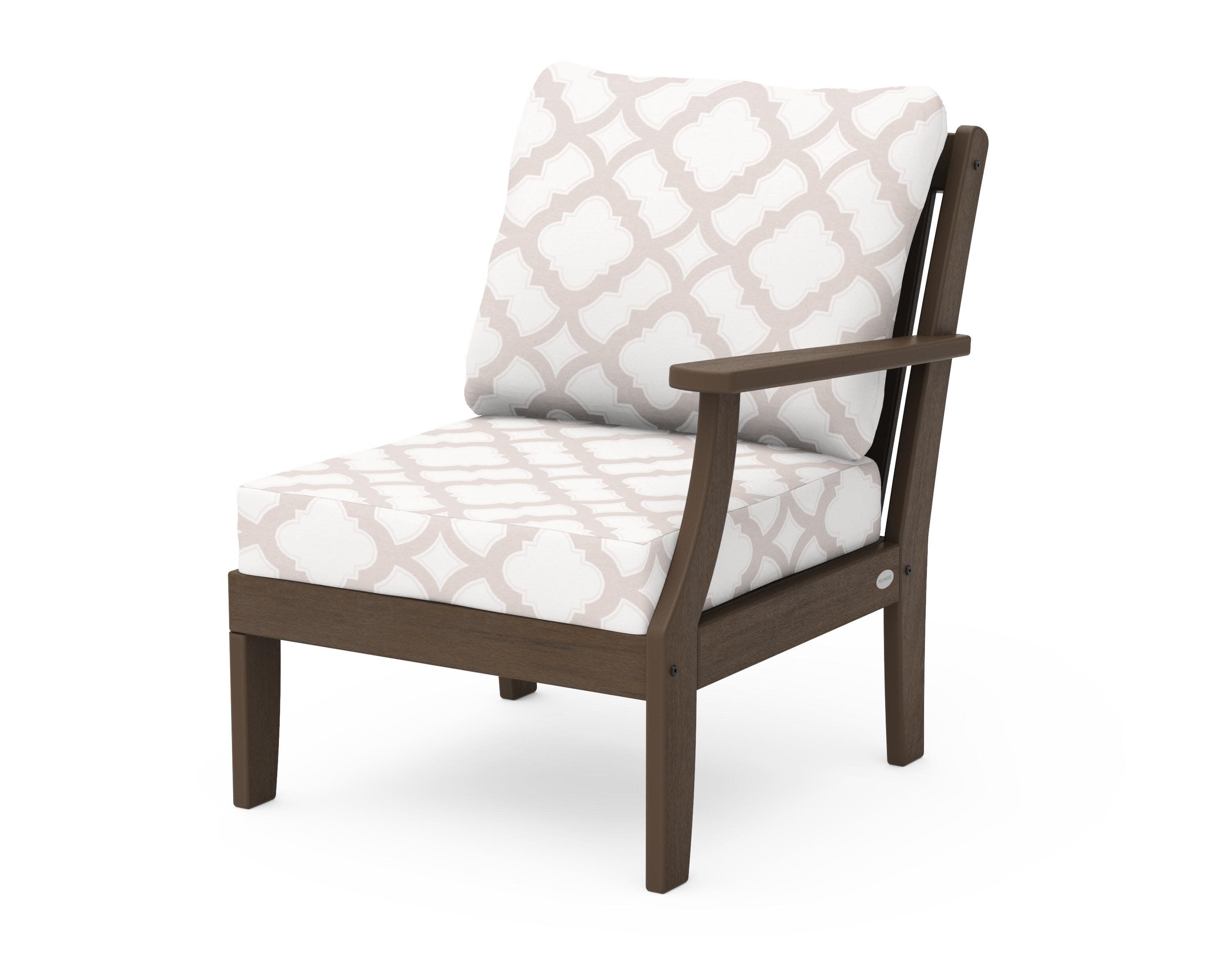 Braxton Modular Right Arm Chair in Kona / Trellis Dune Burlap