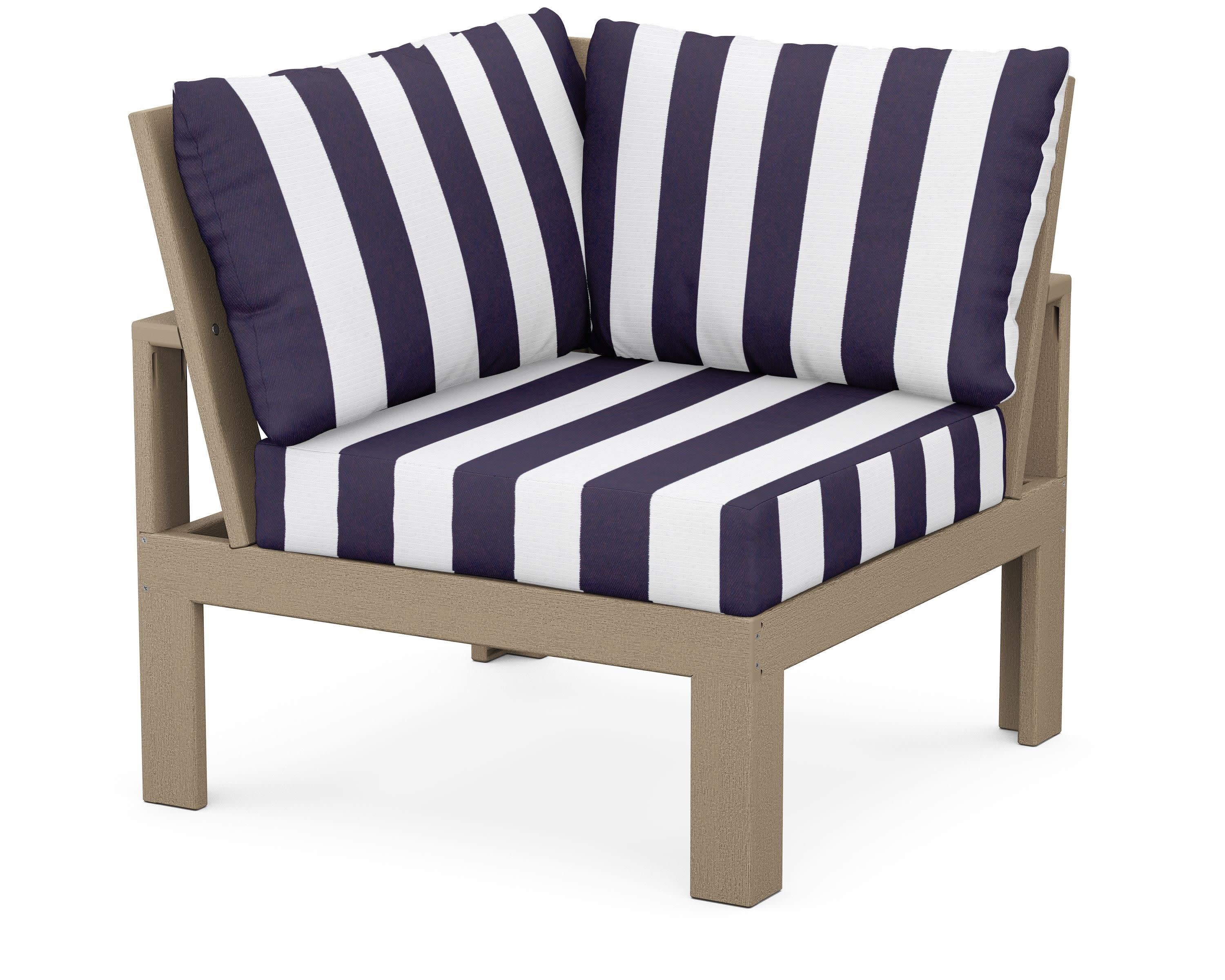 Modular Corner Chair in Vintage Sahara / Cabana Stripe Navy