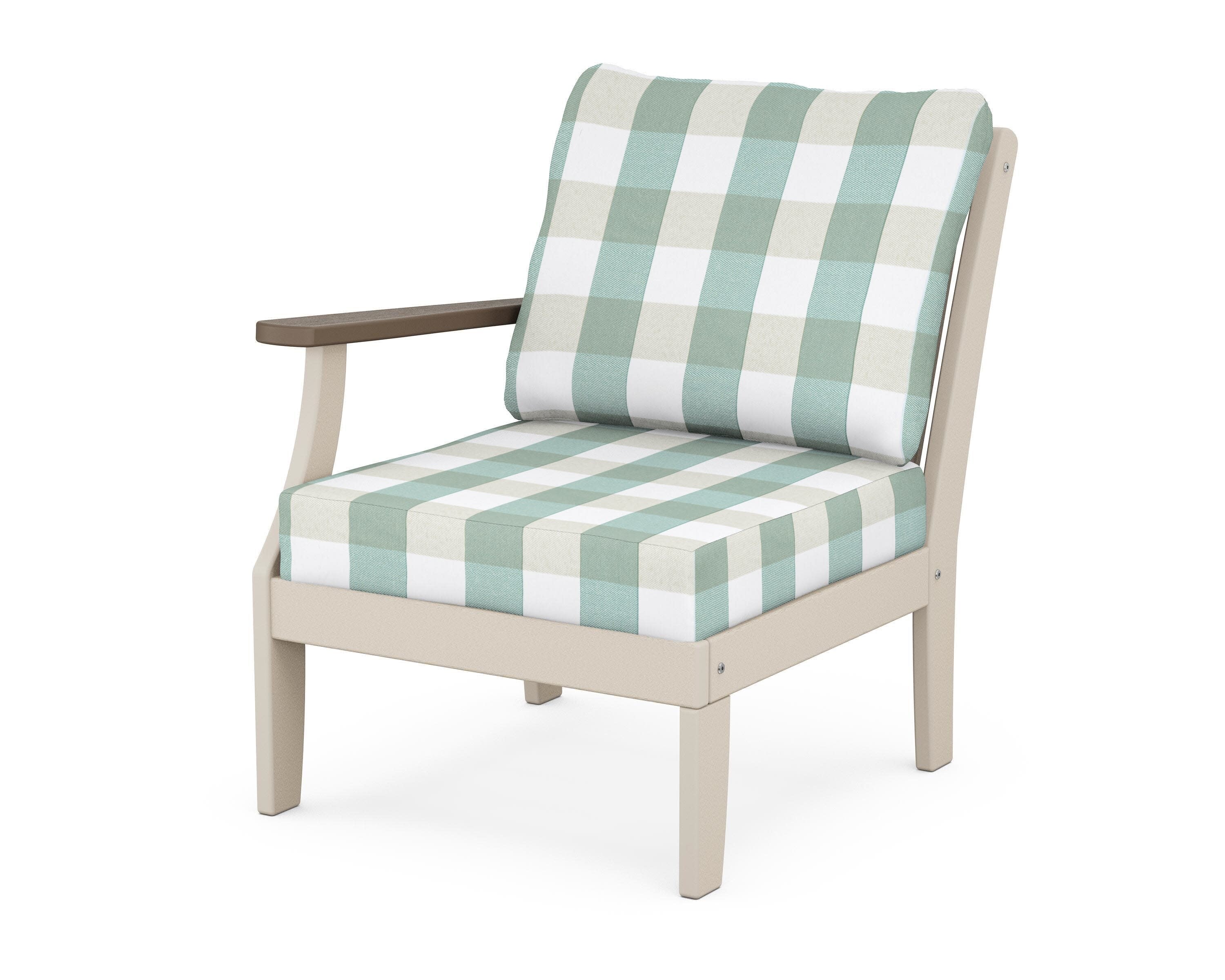Braxton Modular Left Arm Chair in Sand / Kona / Buffalo Plaid Glacier Spa