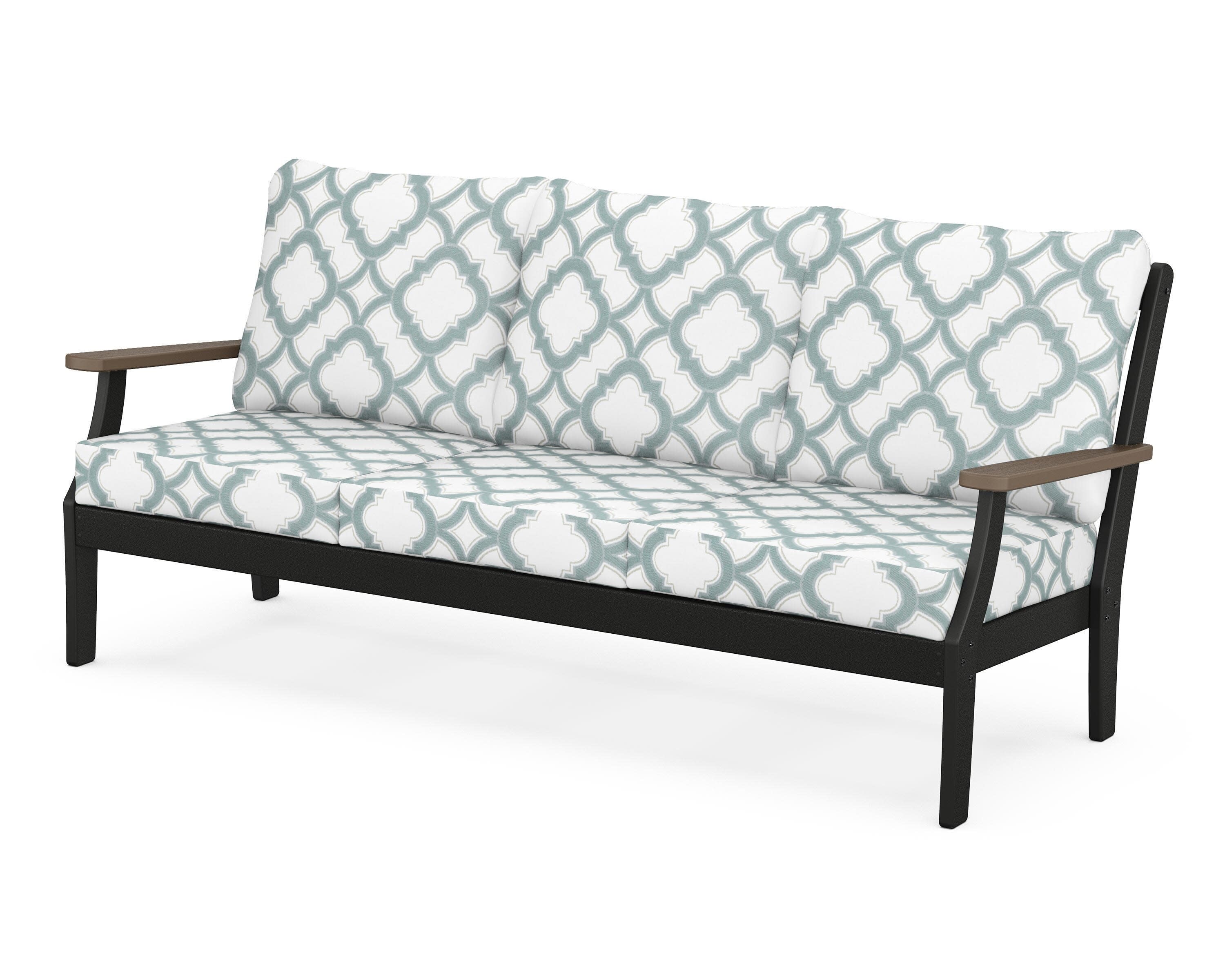 Braxton Deep Seating Sofa in Black / Kona / Trellis Glacier Spa