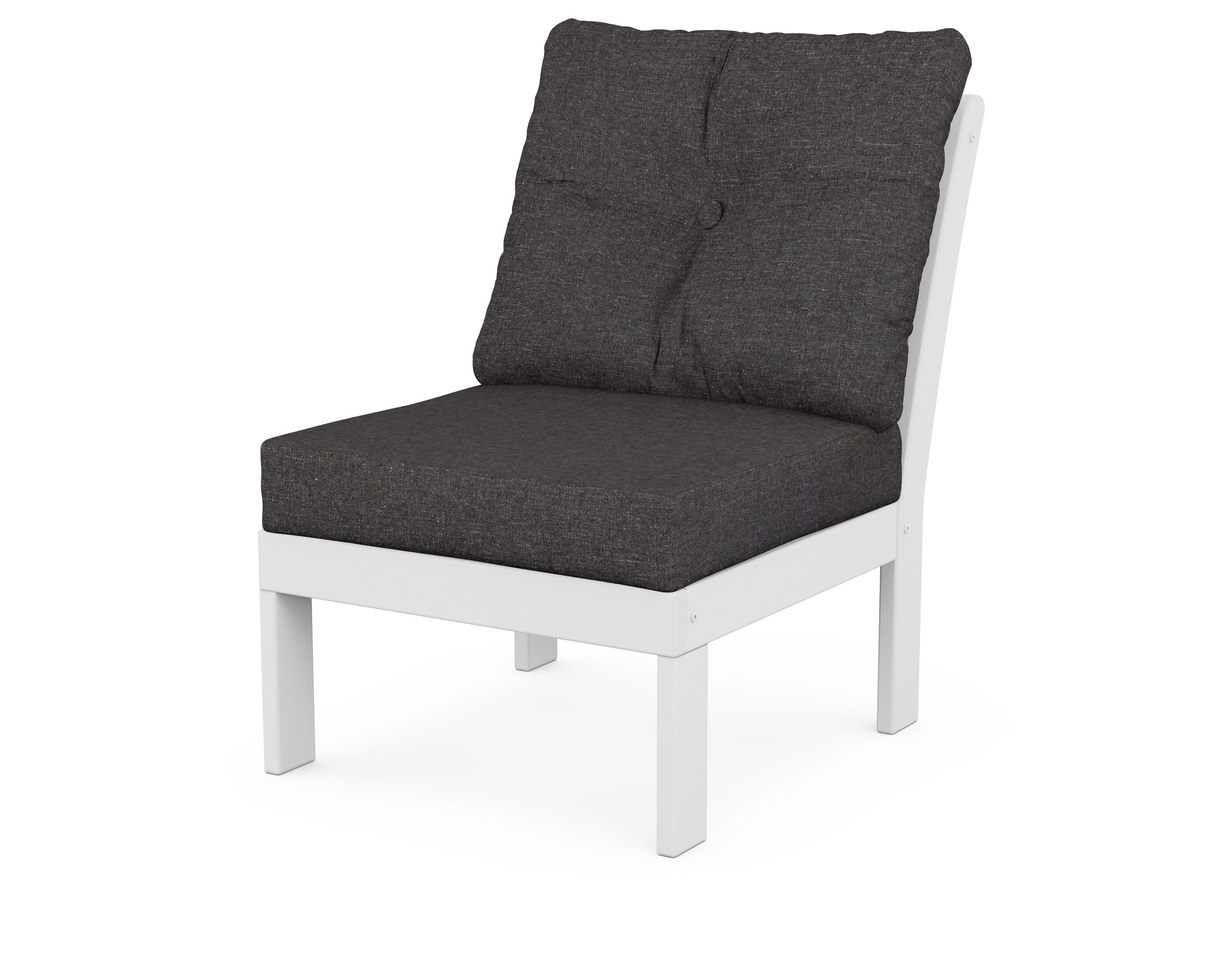 Vineyard Modular Armless Chair in White / Ash Charcoal
