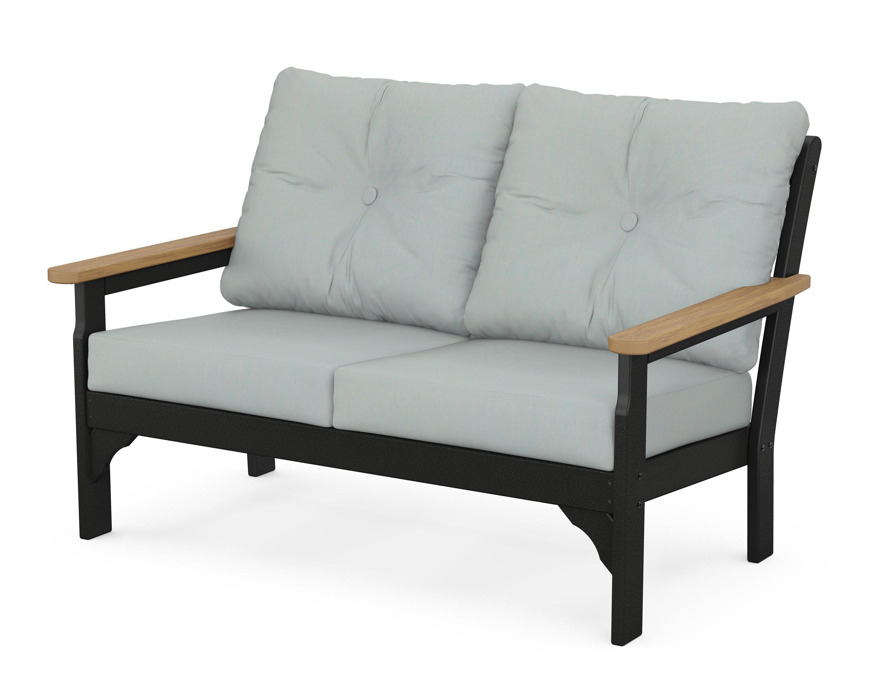 Vineyard Deep Seating Loveseat in Black / Natural / Spa