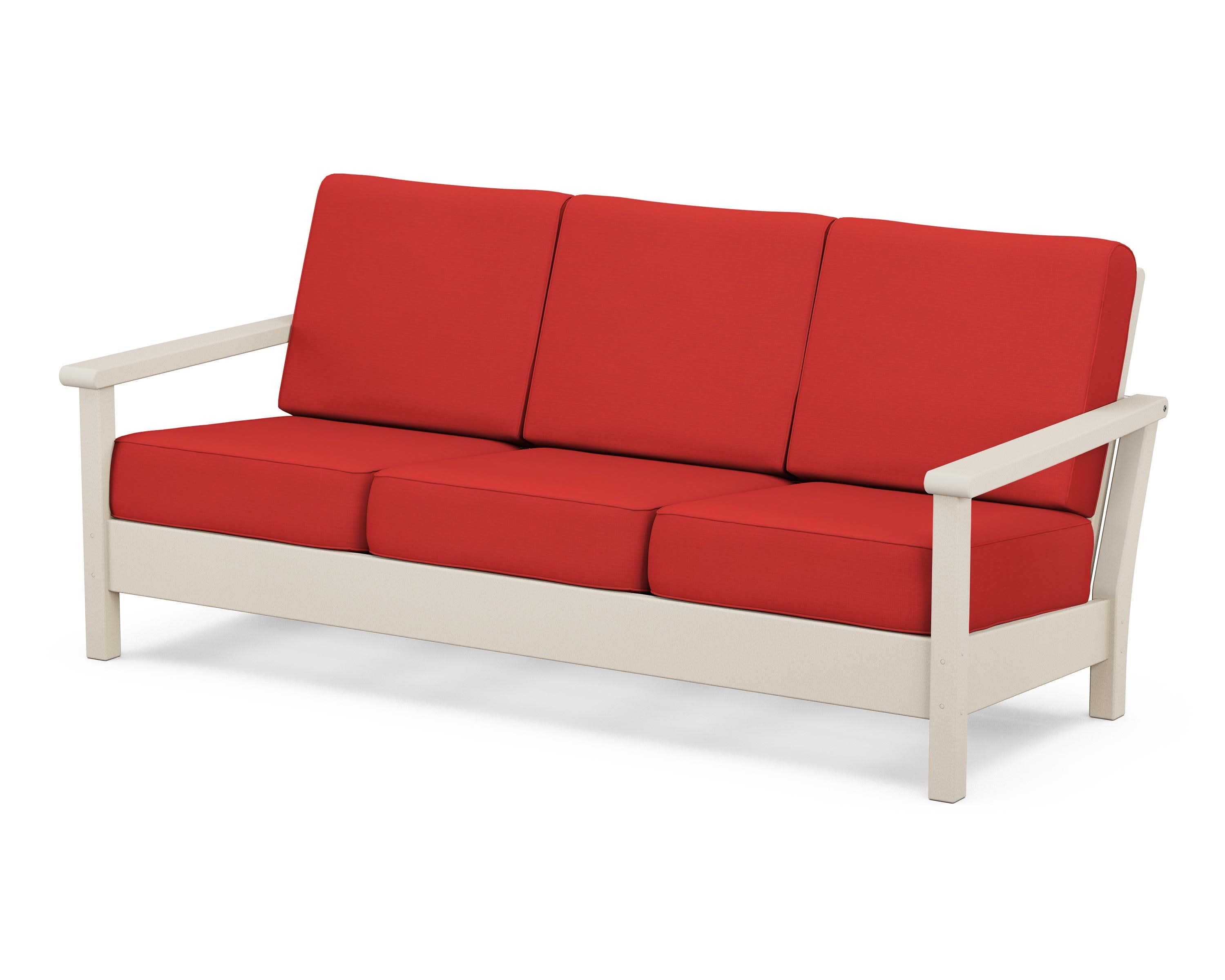 Harbour Deep Seating Sofa in Sand / Crimson Linen