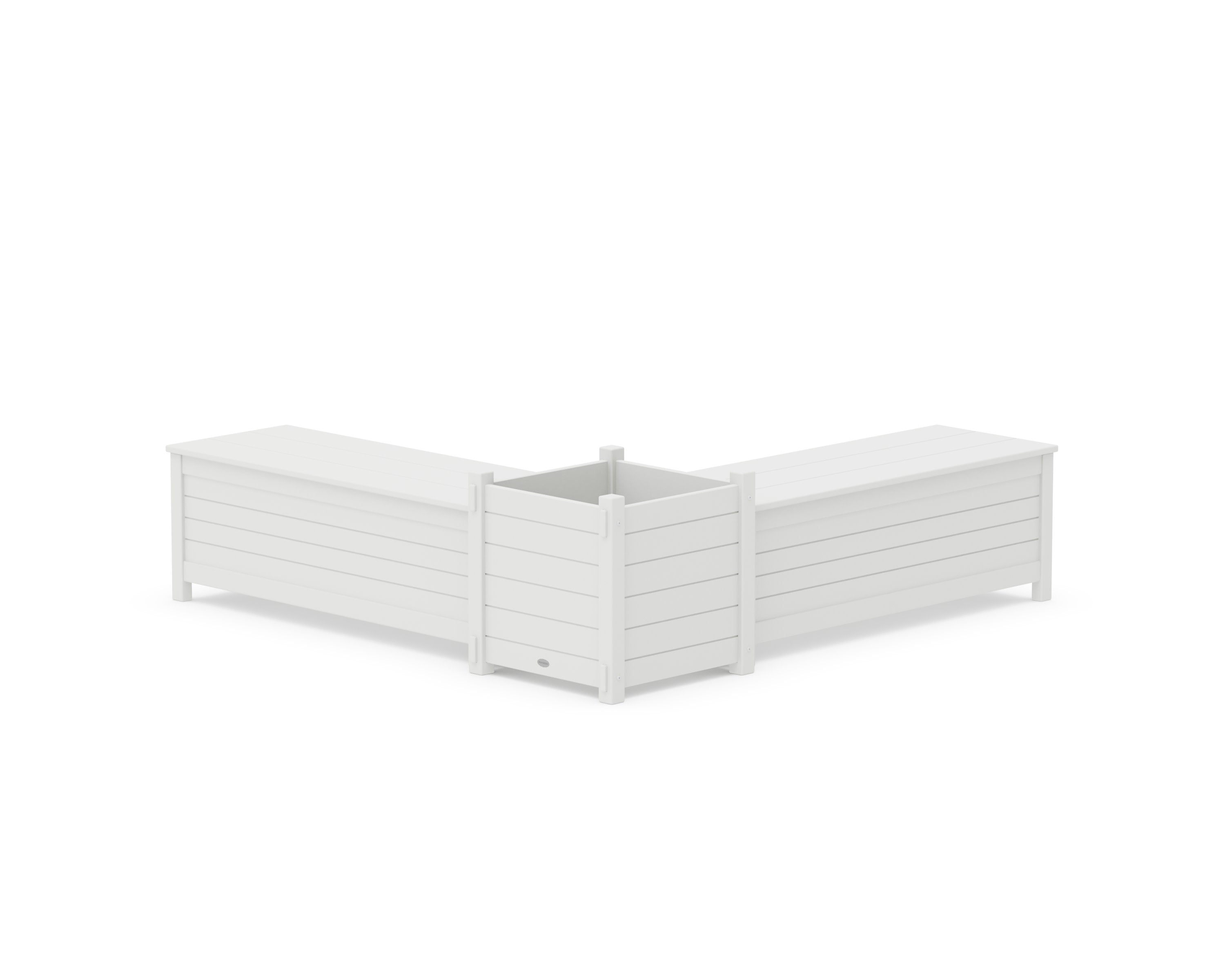 48" Nautical L- Shaped Planter Storage Bench Set- Large in White