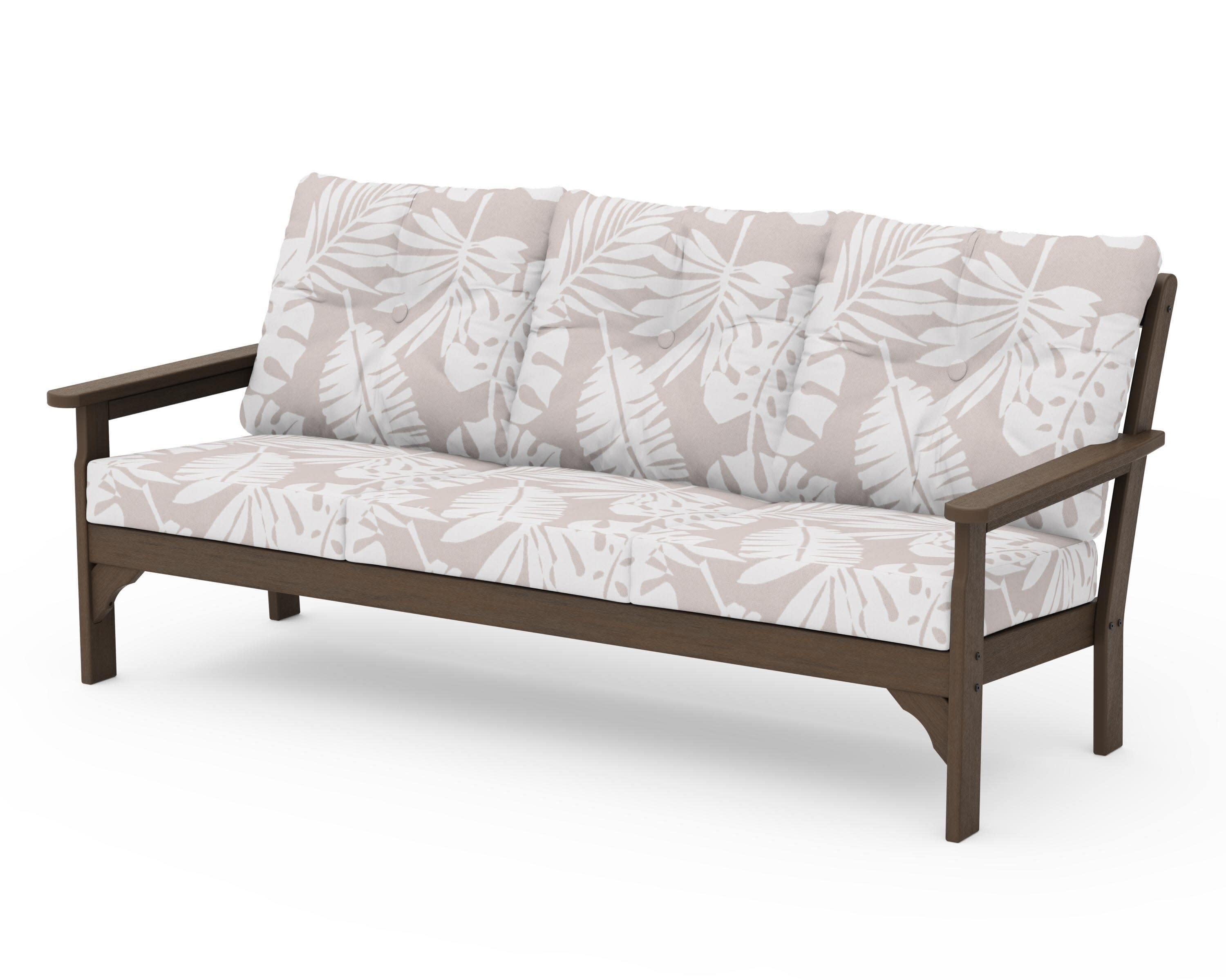 Vineyard Deep Seating Sofa in Kona / Leaf Dune Burlap