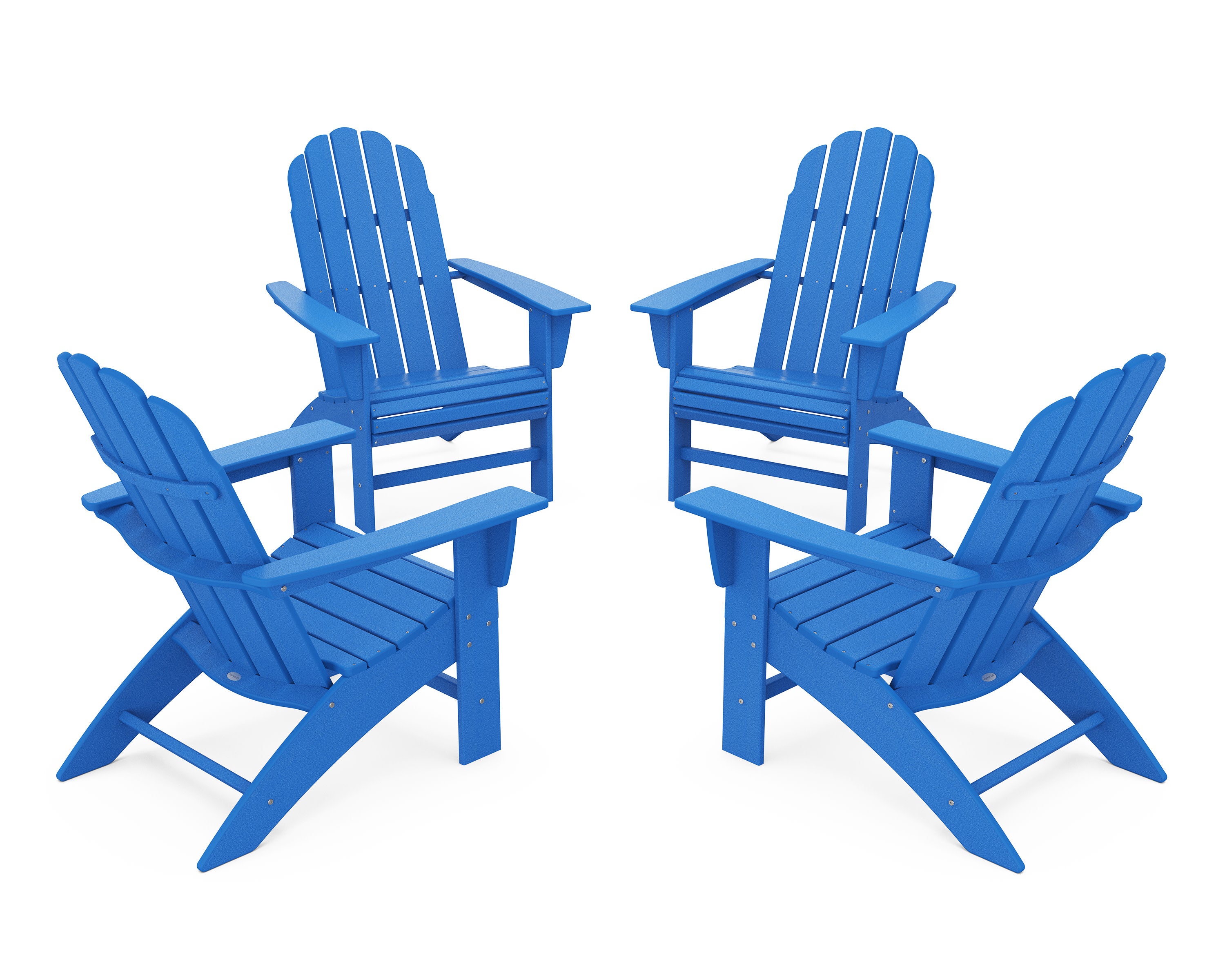 4-Piece Vineyard Curveback Adirondack Chair Conversation Set in Pacific Blue