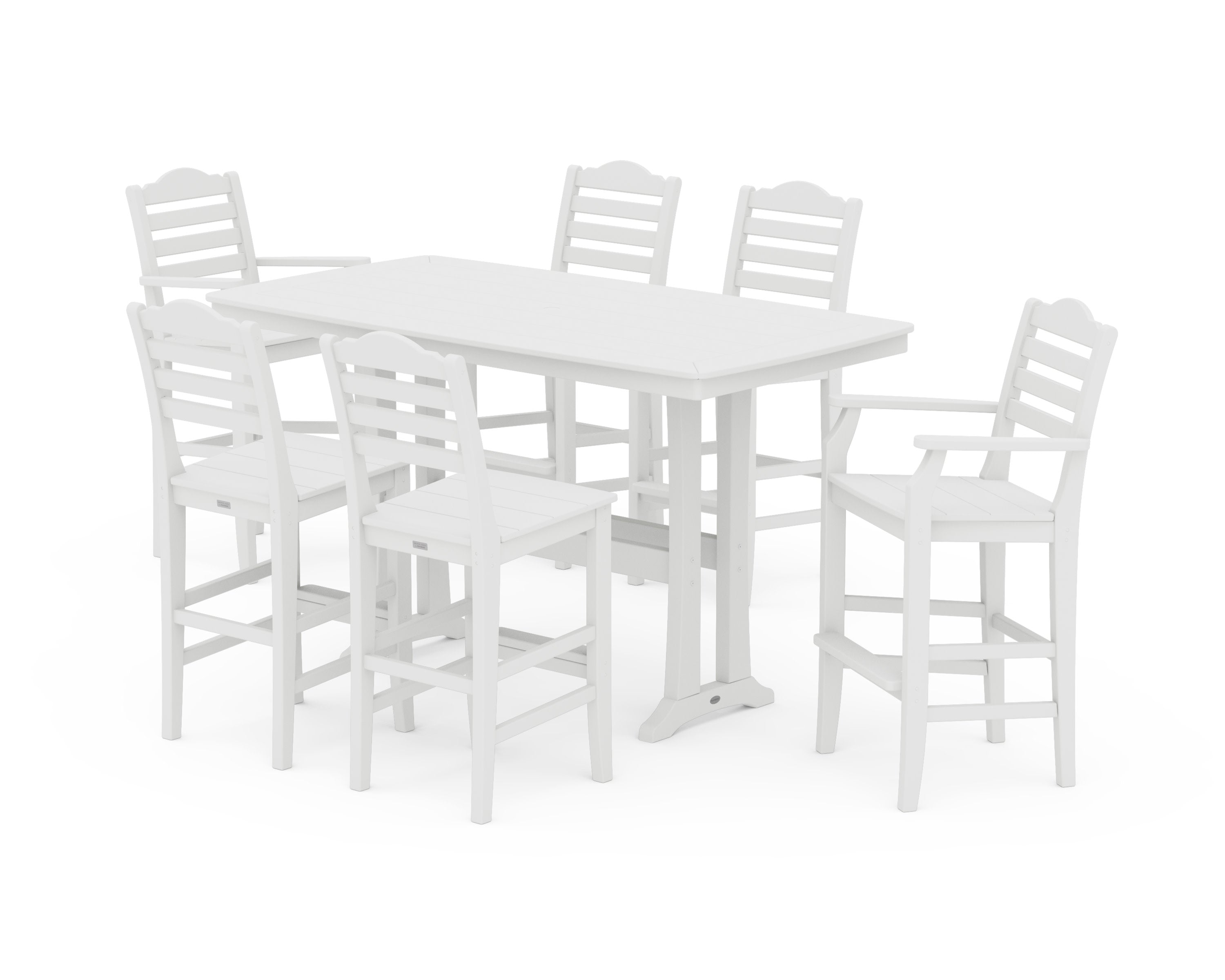 Savannah 7-Piece Bar Set with Trestle Legs in White