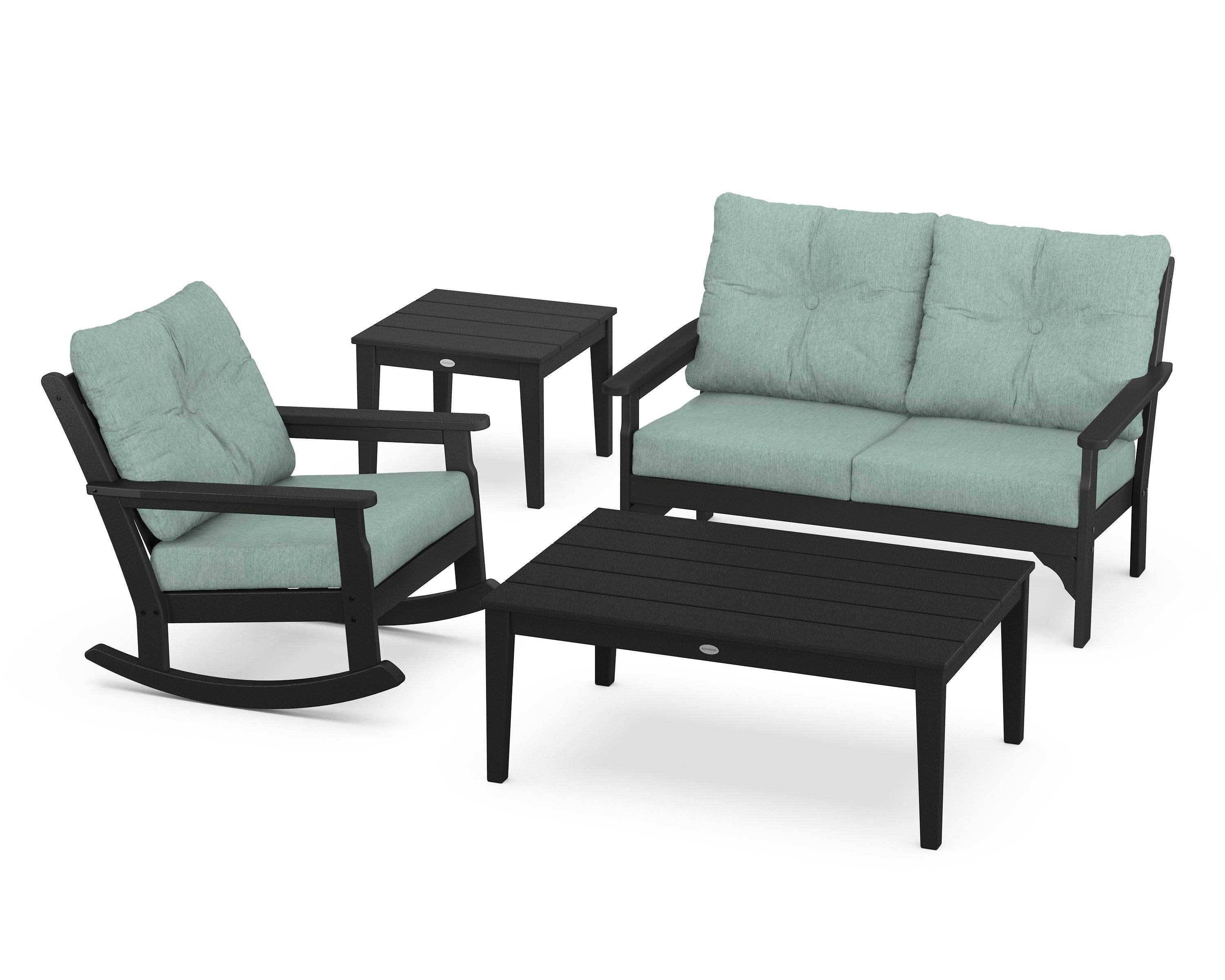 Vineyard 4-Piece Deep Seating Rocker Set in Black / Glacier Spa