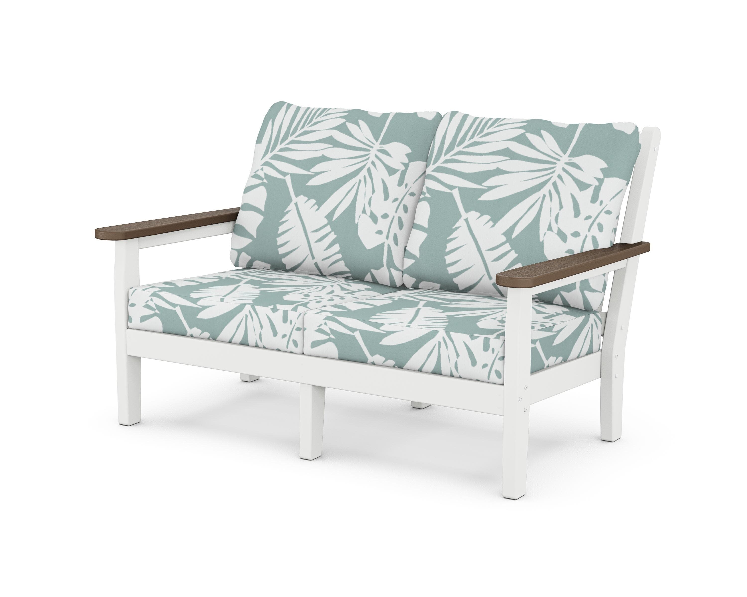 Chippendale Deep Seating Loveseat in White / Kona / Leaf Glacier Spa
