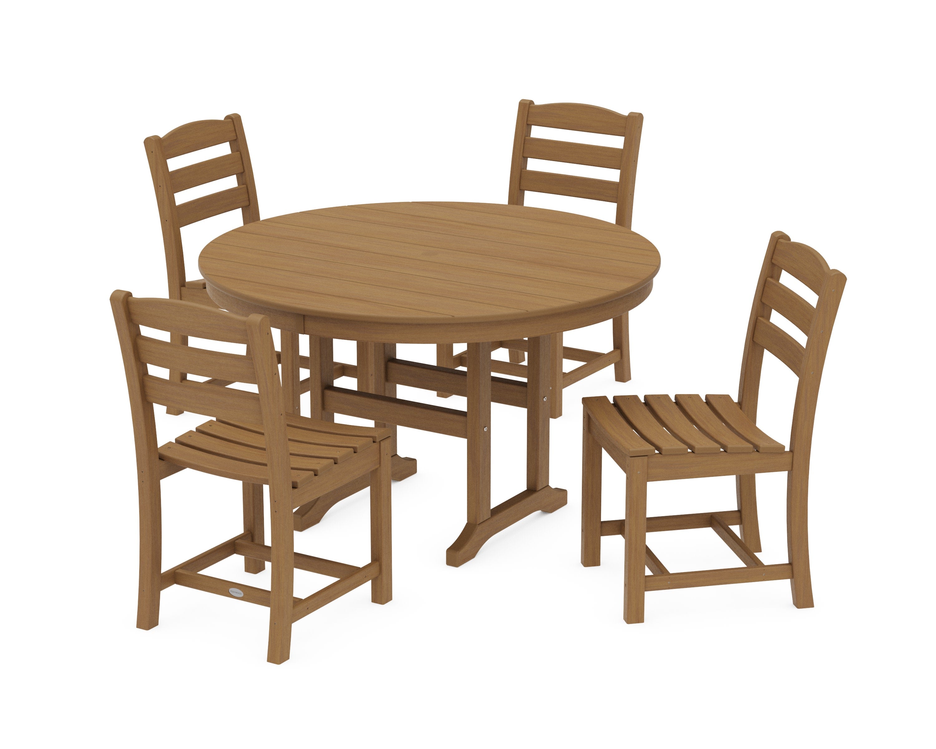 La Casa Caf Side Chair 5-Piece Round Farmhouse Dining Set in Natural