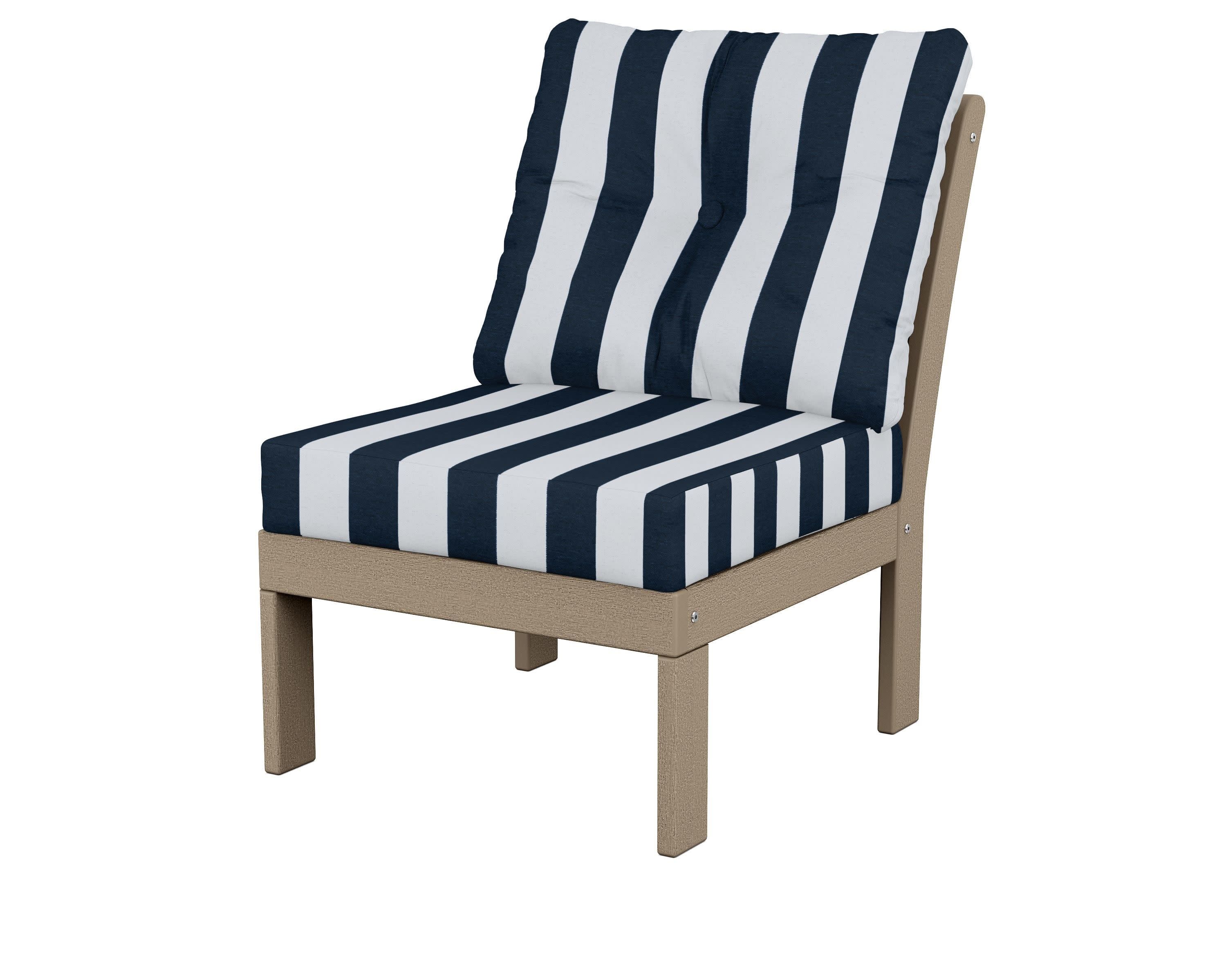 Vineyard Modular Armless Chair in Vintage Sahara / Cabana Stripe Marine Indigo