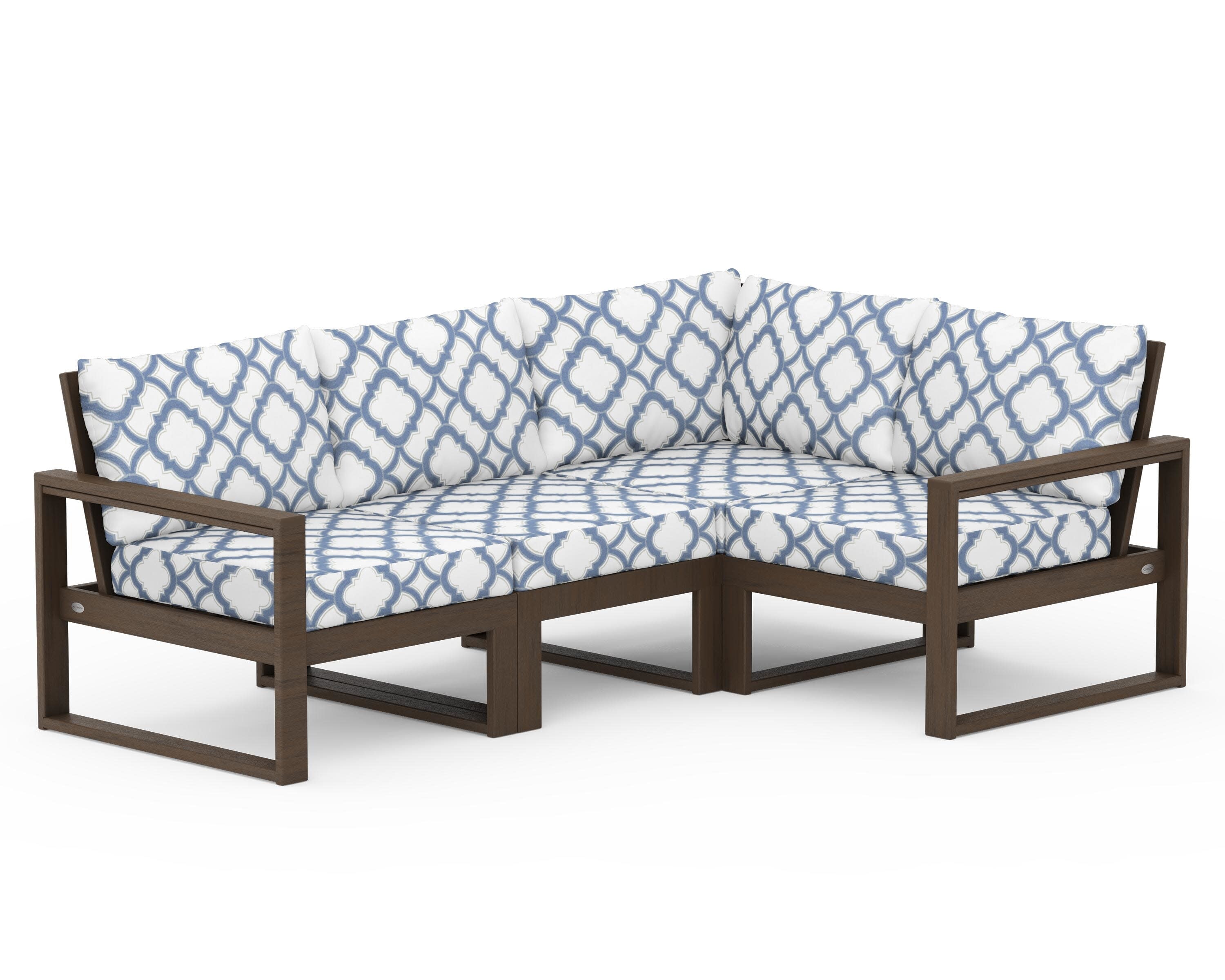 EDGE 4-Piece Modular Deep Seating Set in Kona / Trellis Sky Blue