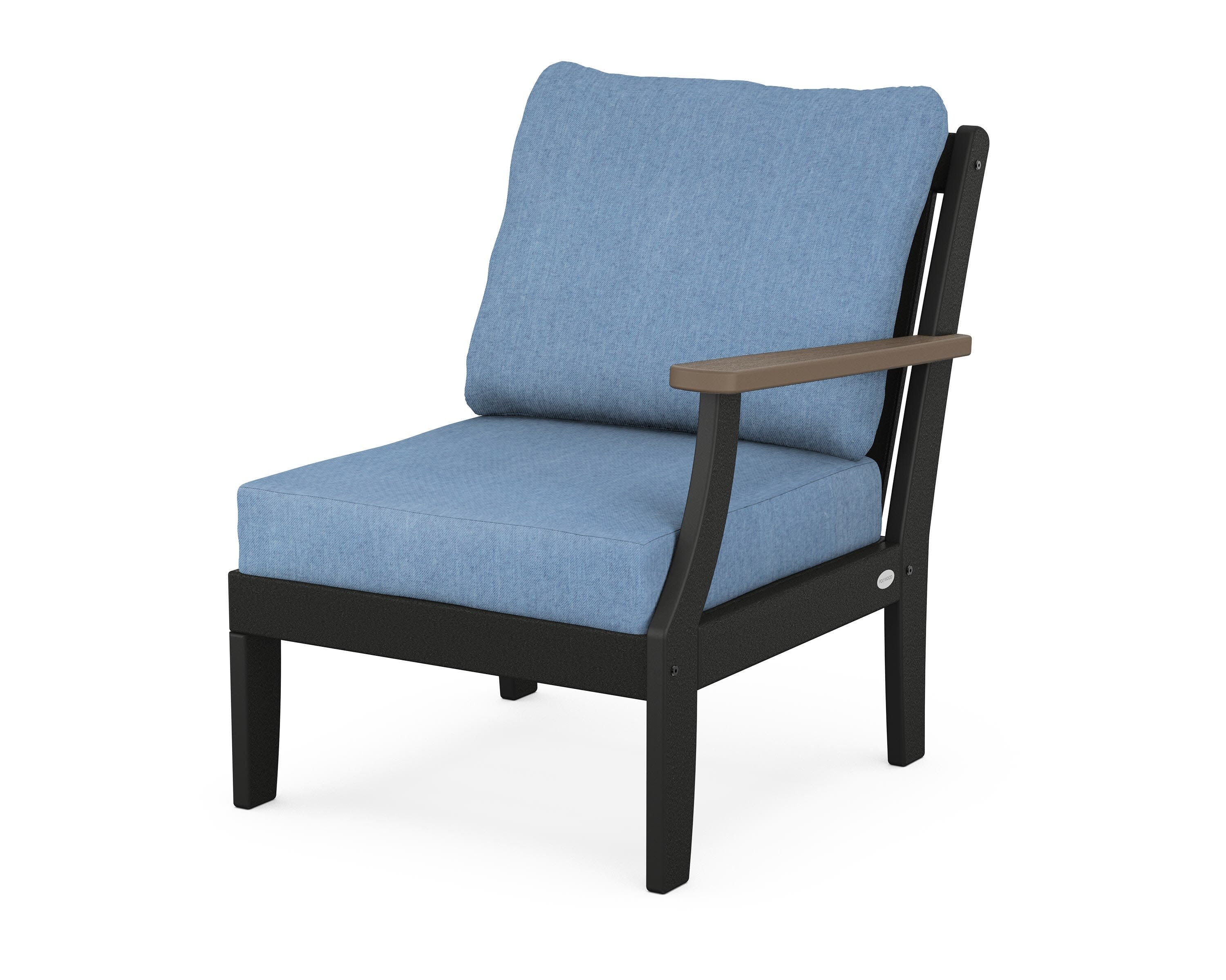 Braxton Modular Right Arm Chair in Black / Kona / Sky Blue