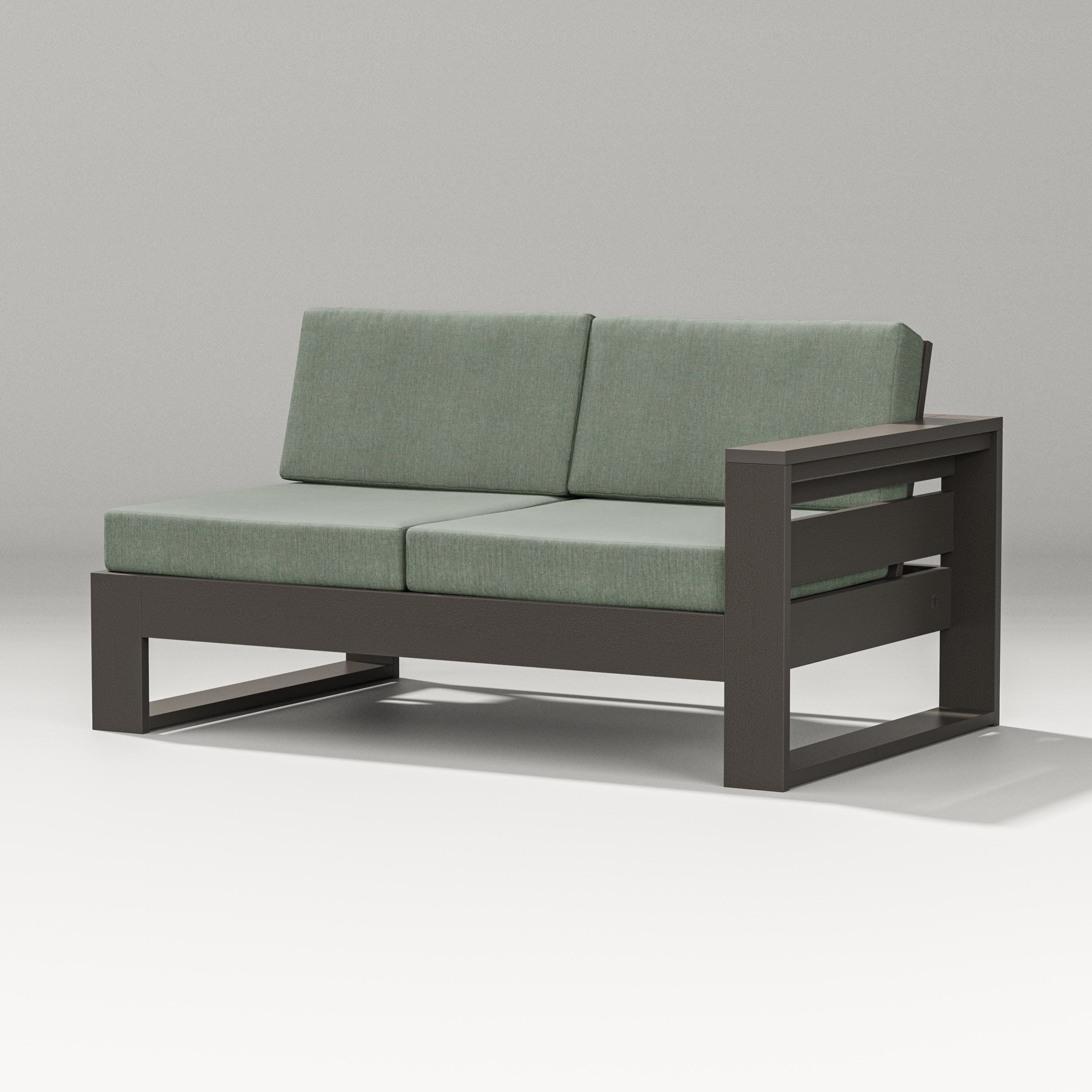 Latitude Modular Right Arm Loveseat in Vintage Coffee / Cast Sage