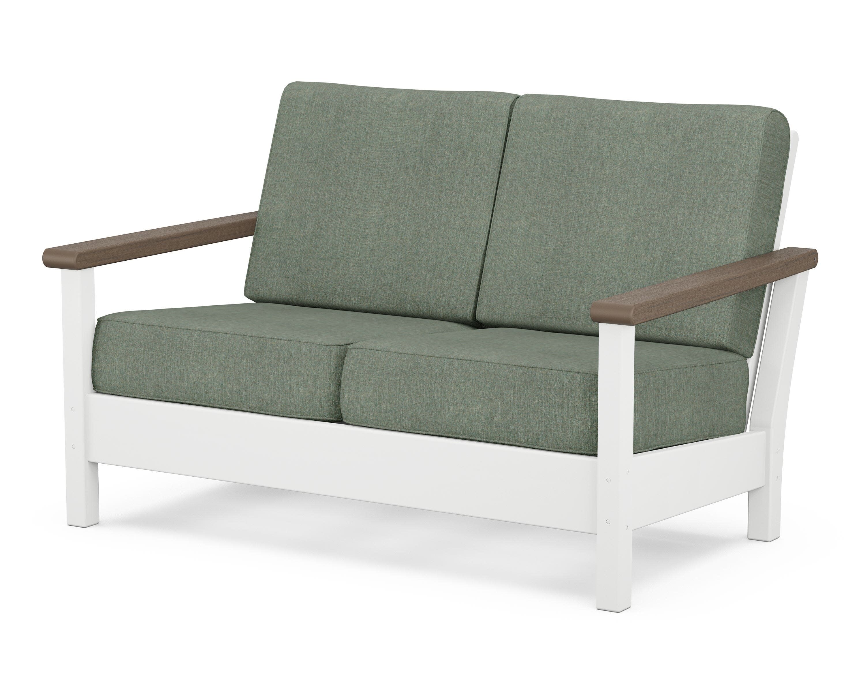 Harbour Deep Seating Loveseat in White / Kona / Cast Sage
