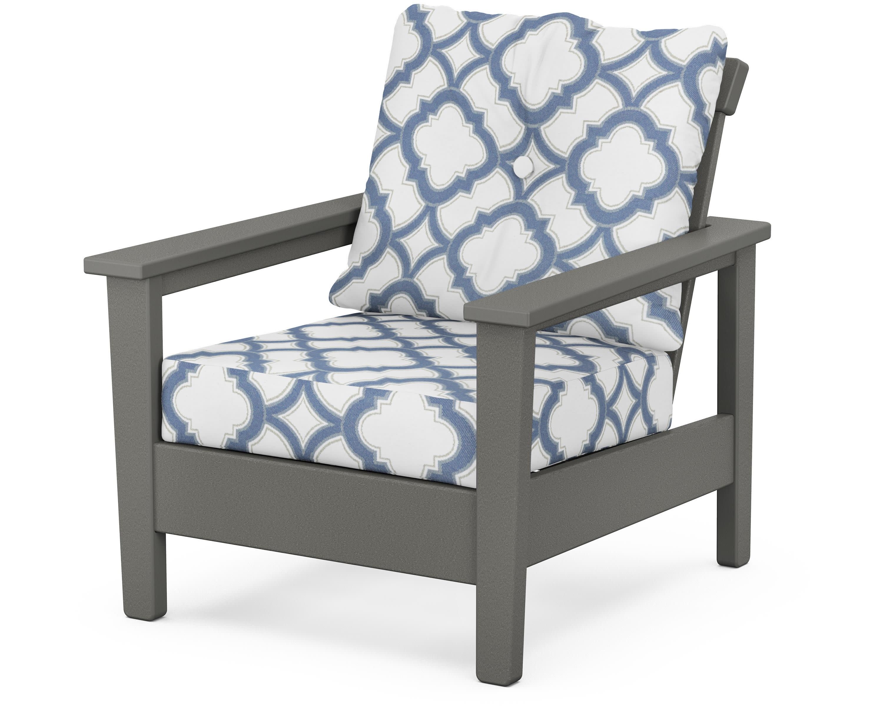 Prescott Deep Seating Chair in Slate Grey / Trellis Sky Blue