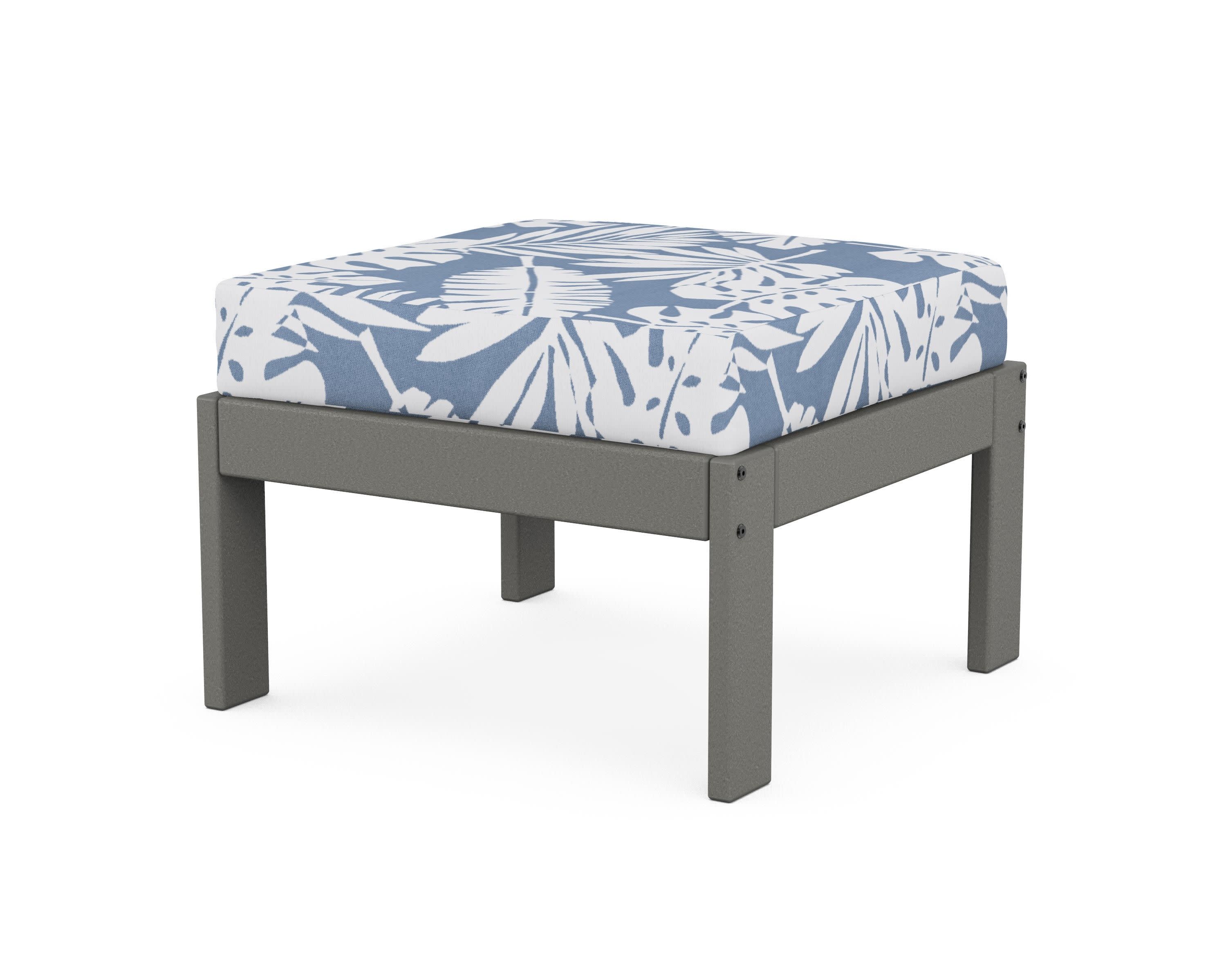 Vineyard Modular Ottoman in Slate Grey / Leaf Sky Blue