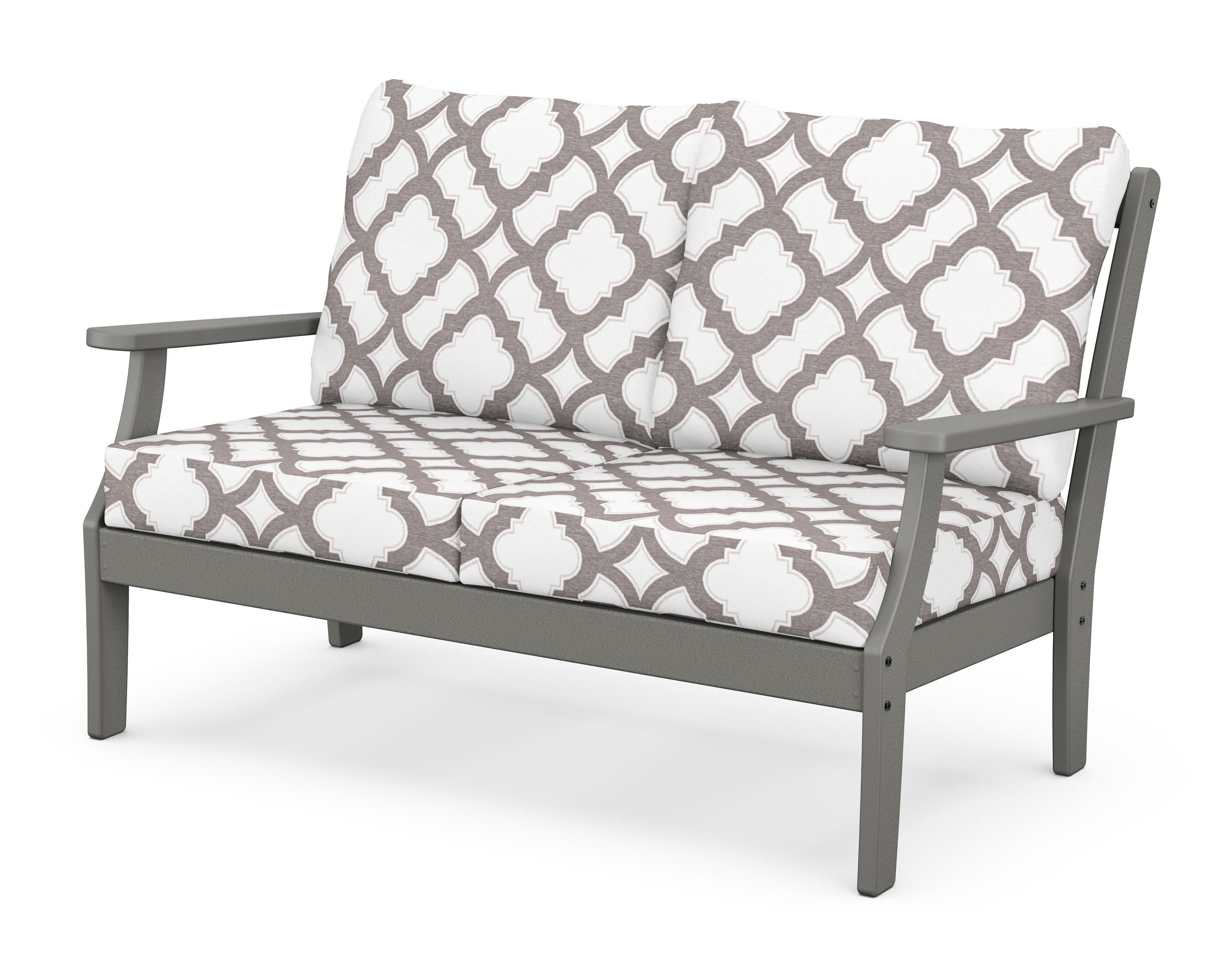 Braxton Deep Seating Loveseat in Slate Grey / Trellis Grey Mist