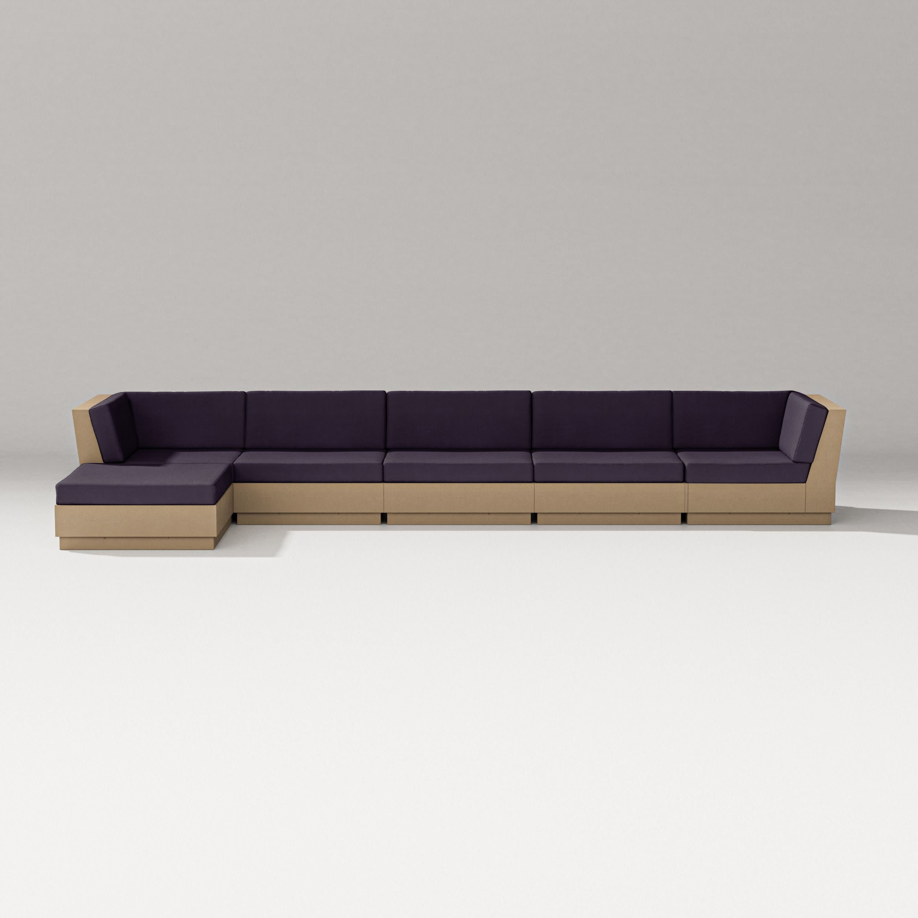 Elevate 6-Piece Chaise Sectional in Vintage Sahara / Navy Linen