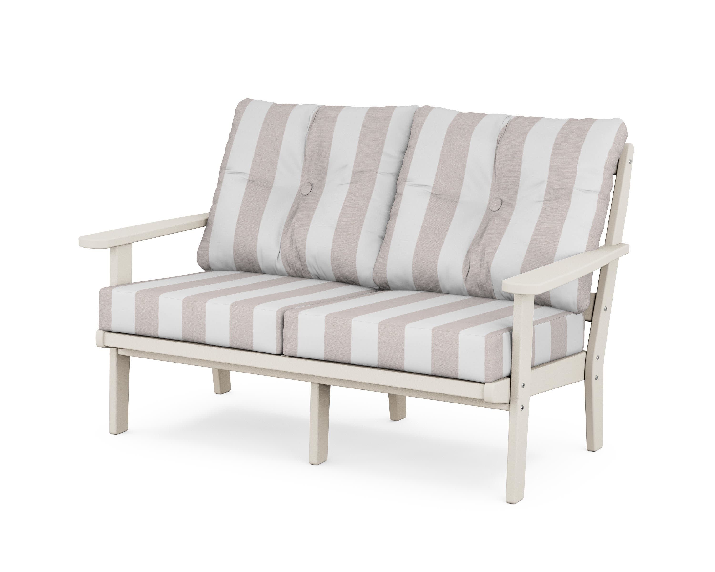 Mission Deep SeatingLoveseat in Sand / Cabana Stripe Dune Burlap