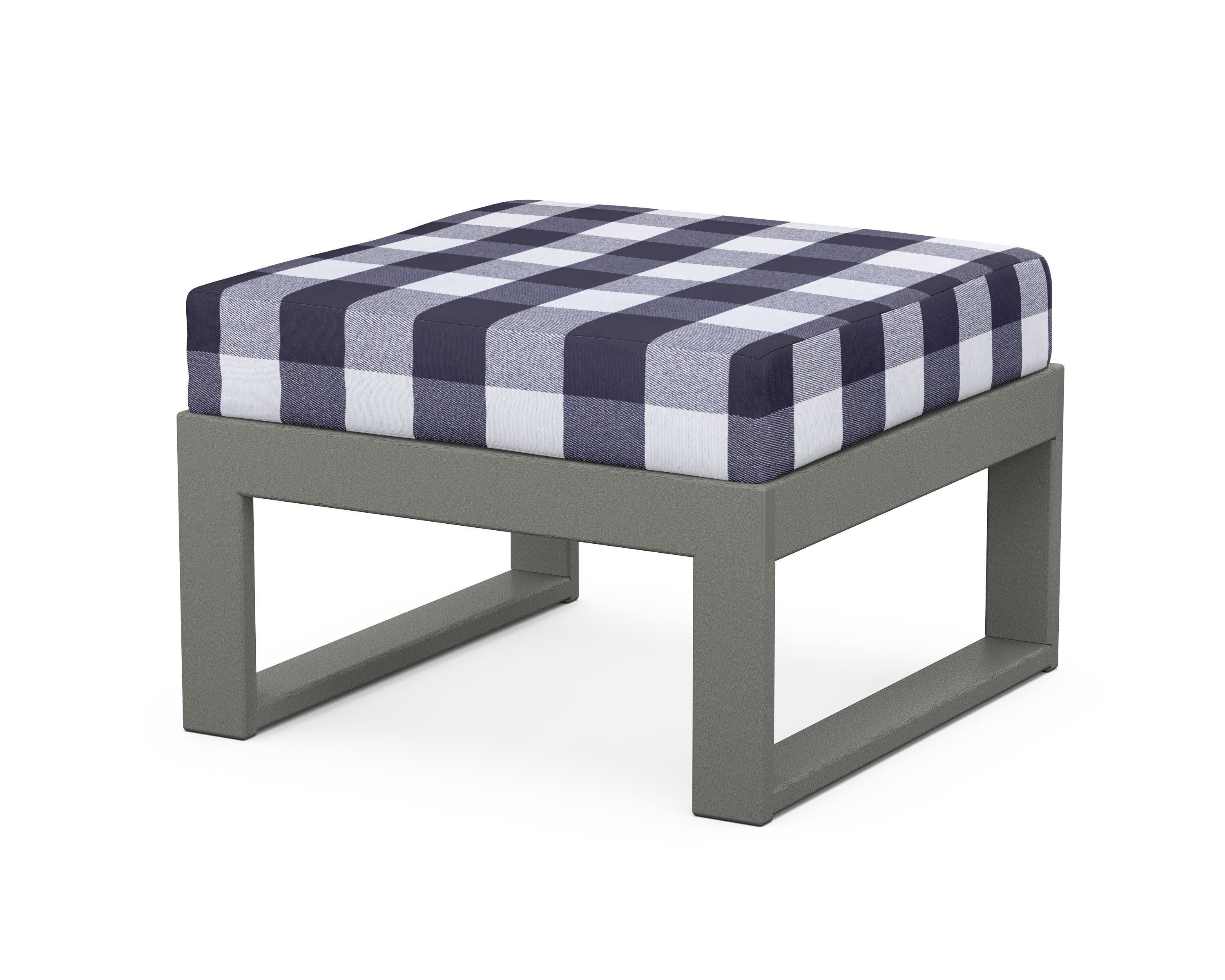 Modular Ottoman - Modern in Slate Grey / Buffalo Plaid Navy