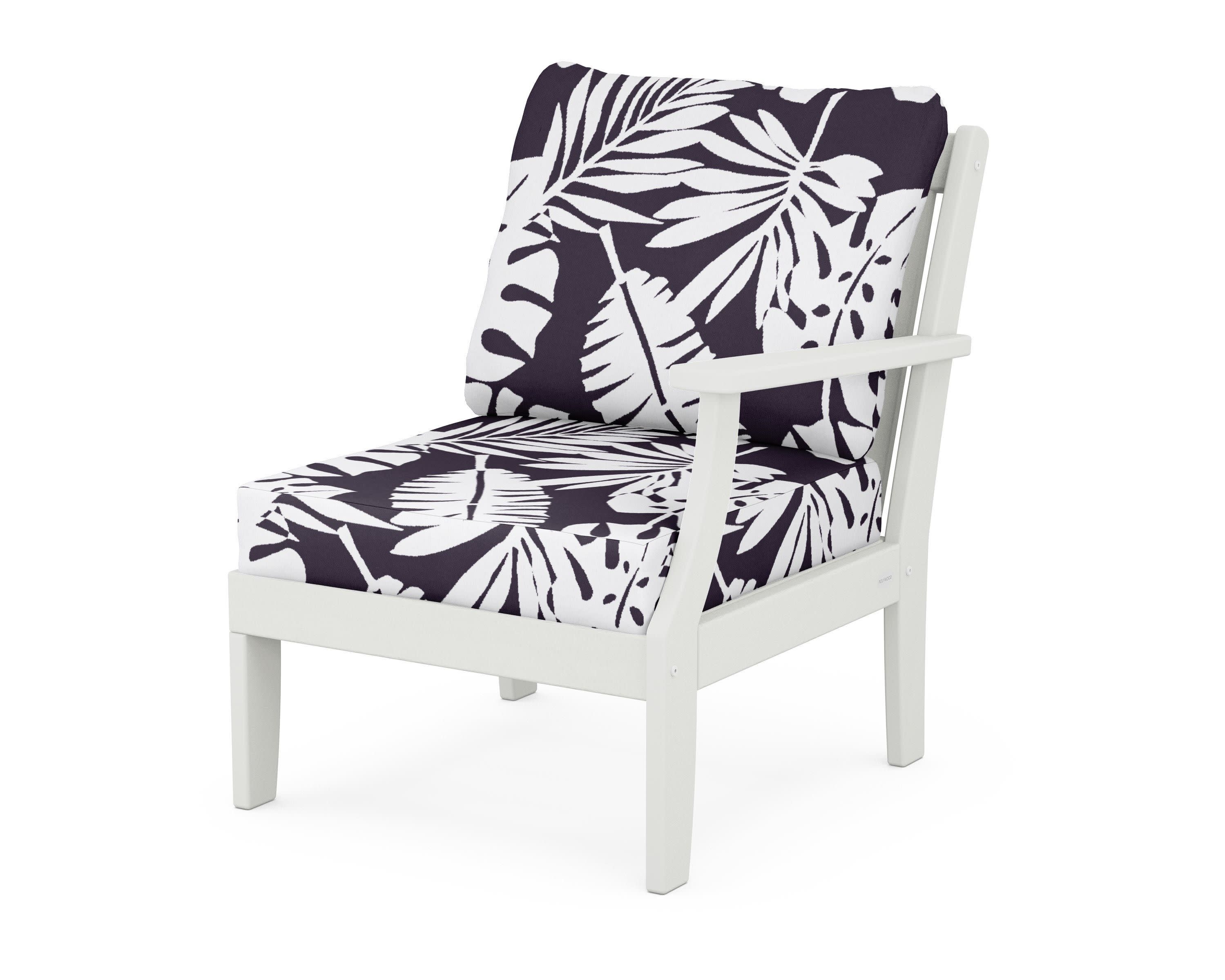 Braxton Modular Right Arm Chair in Vintage White / Leaf Navy