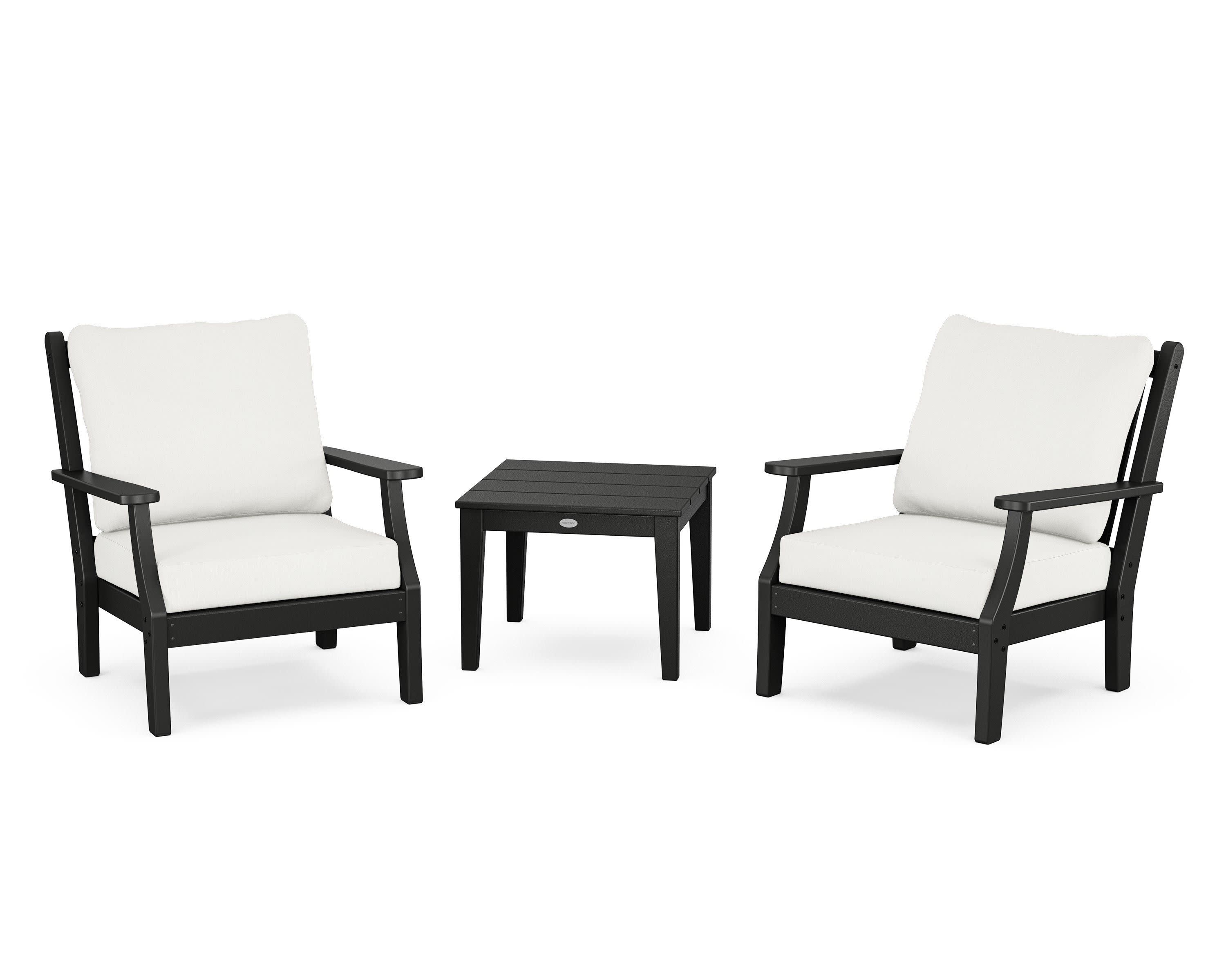 Wovendale 3-Piece Deep Seating Set in Black / Natural Linen