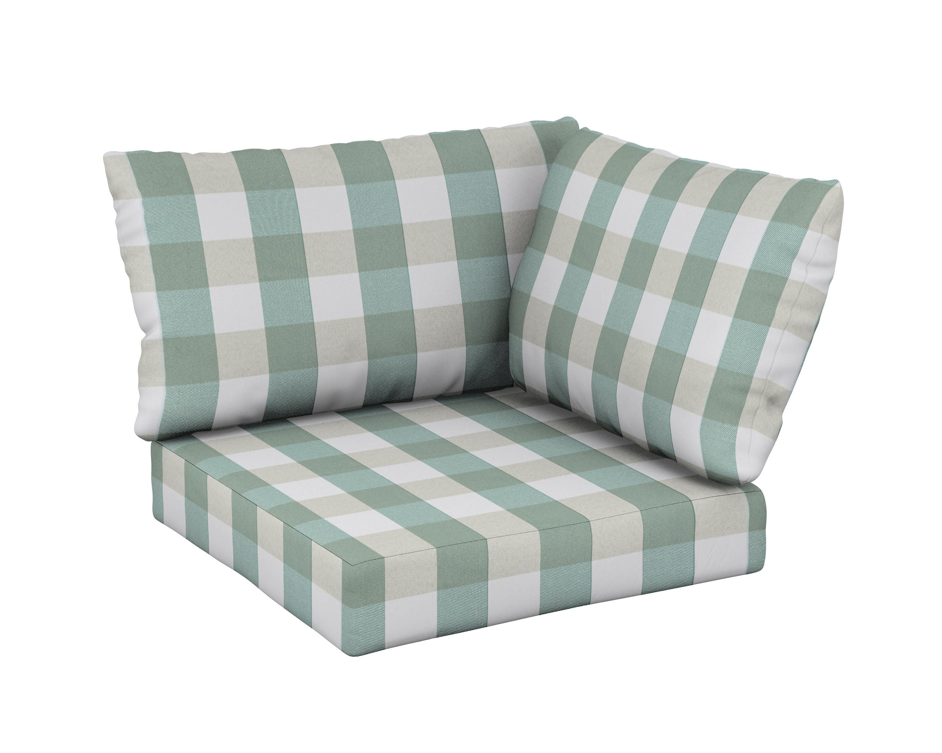 Modular Corner Cushion Set in Buffalo Plaid Glacier Spa