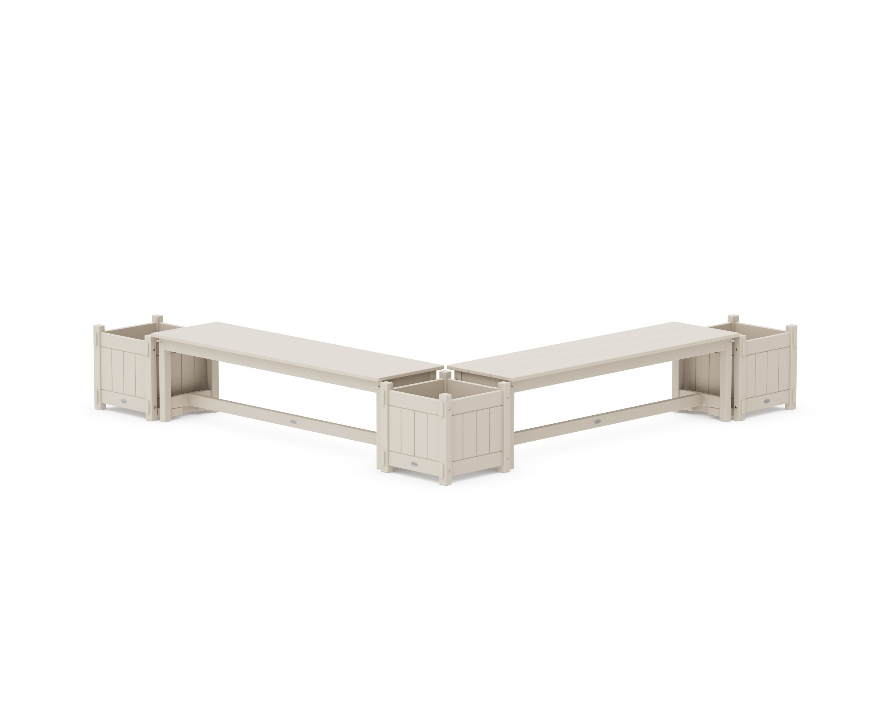 60" Vineyard L- Shaped Planter Bench Corner Set in Sand