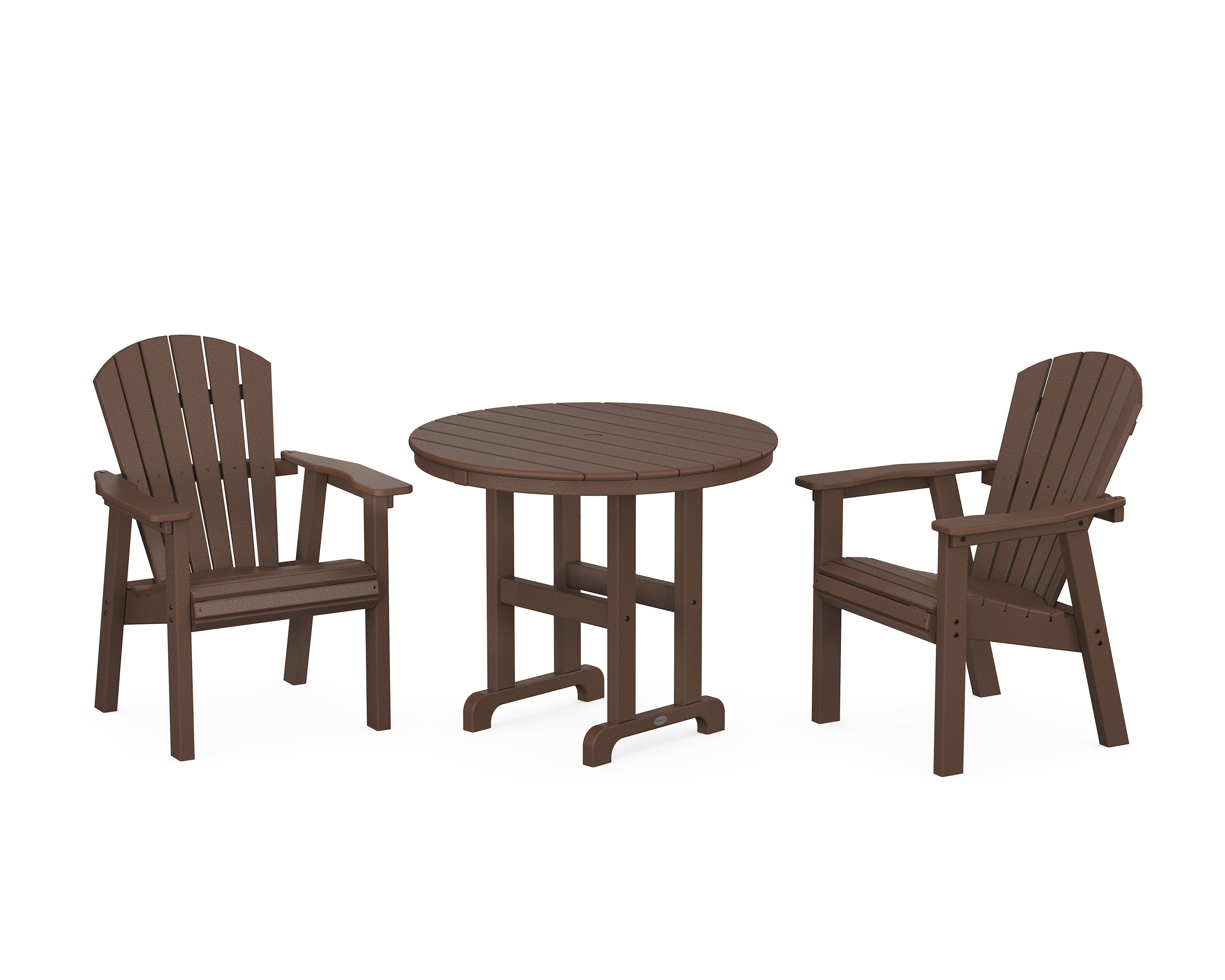 Seashell 3-Piece Round Farmhouse Dining Set in Mahogany