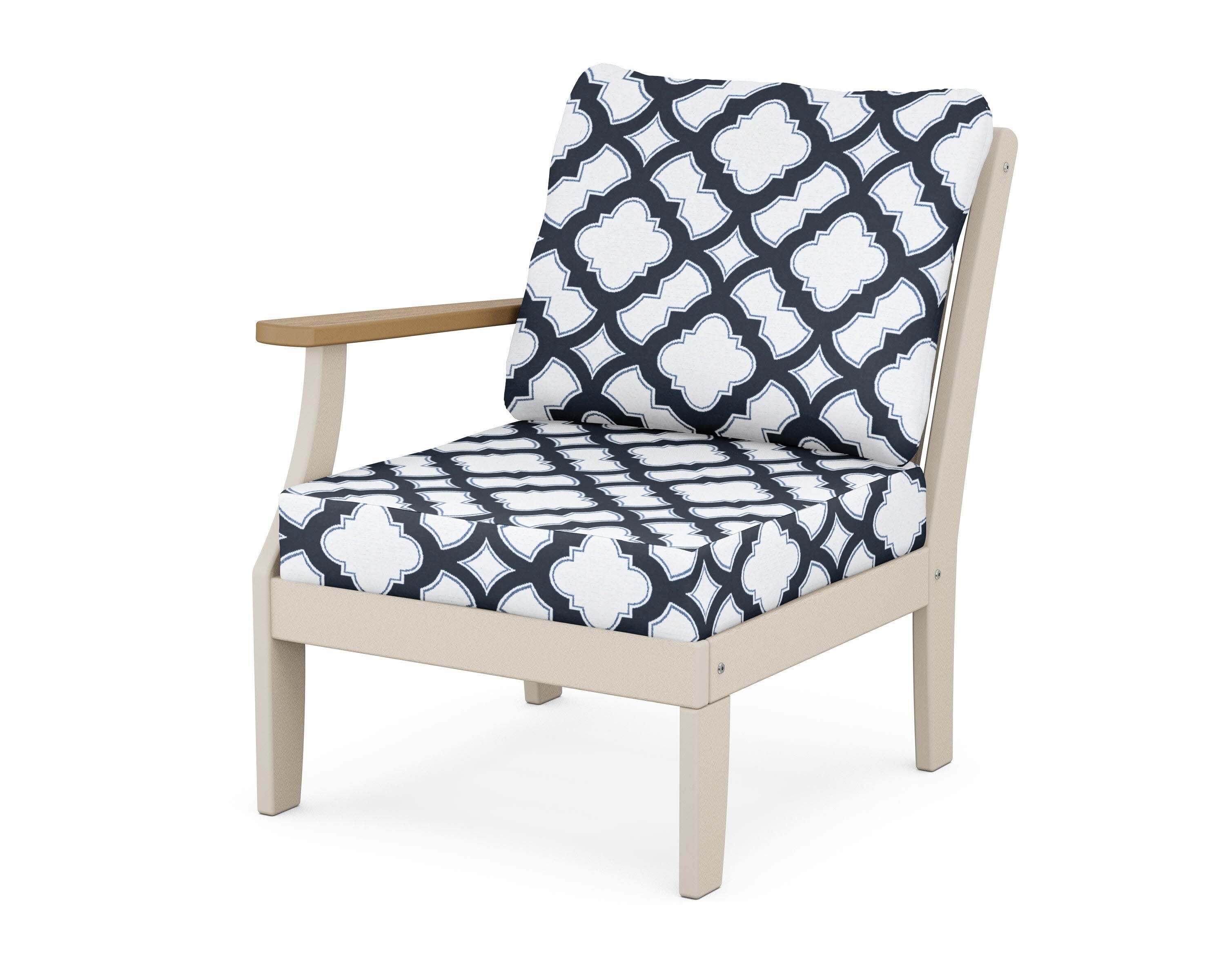 Braxton Modular Left Arm Chair in Sand / Natural / Trellis Marine Indigo