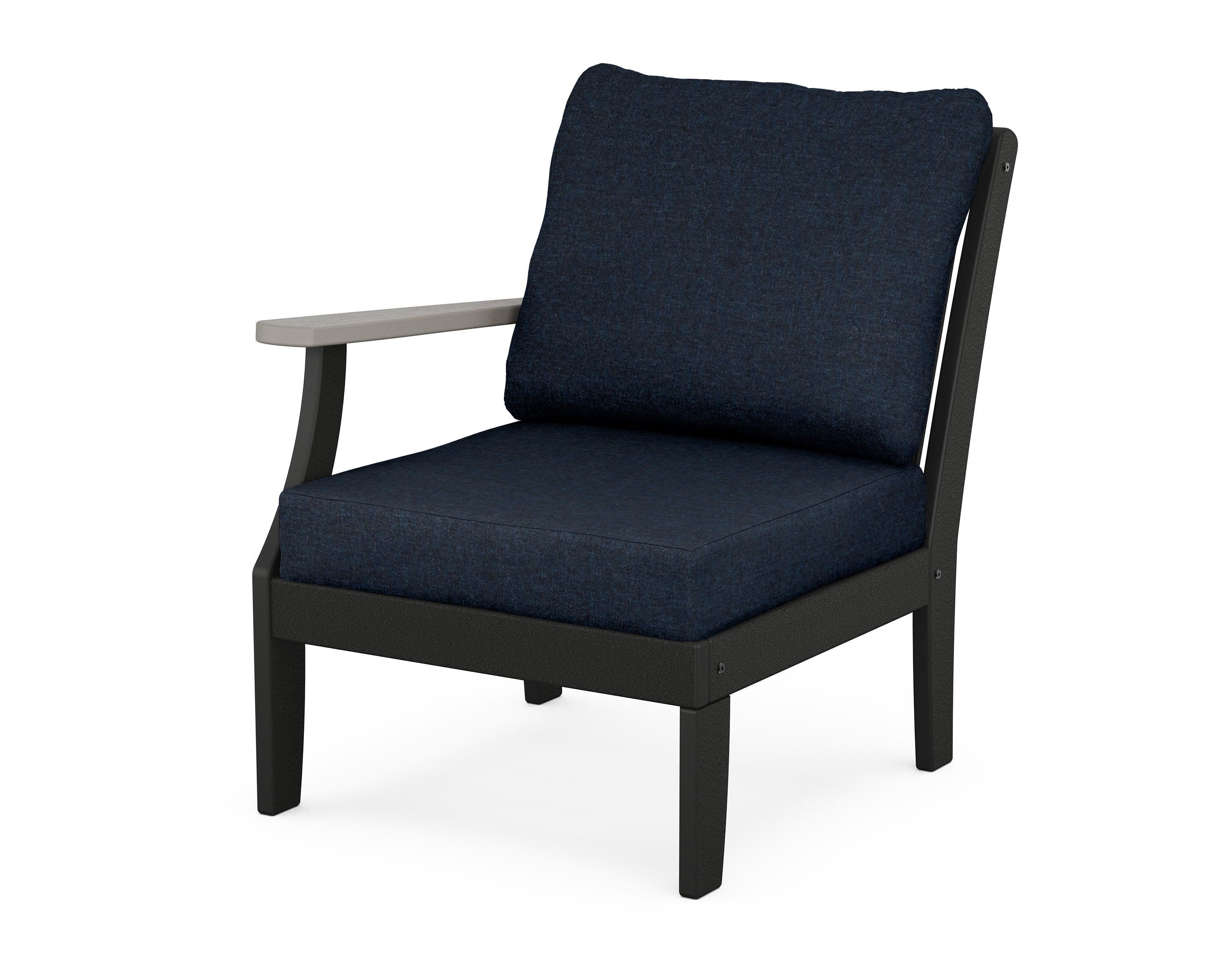 Braxton Modular Left Arm Chair in Black / Driftwood / Marine Indigo