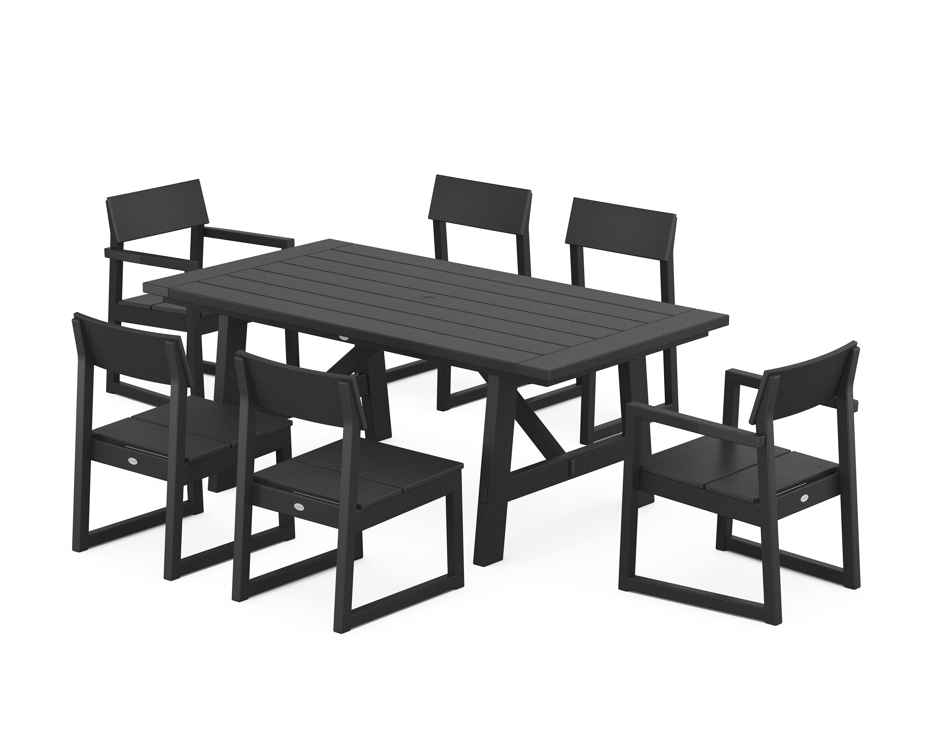 EDGE 7-Piece Rustic Farmhouse Dining Set in Black