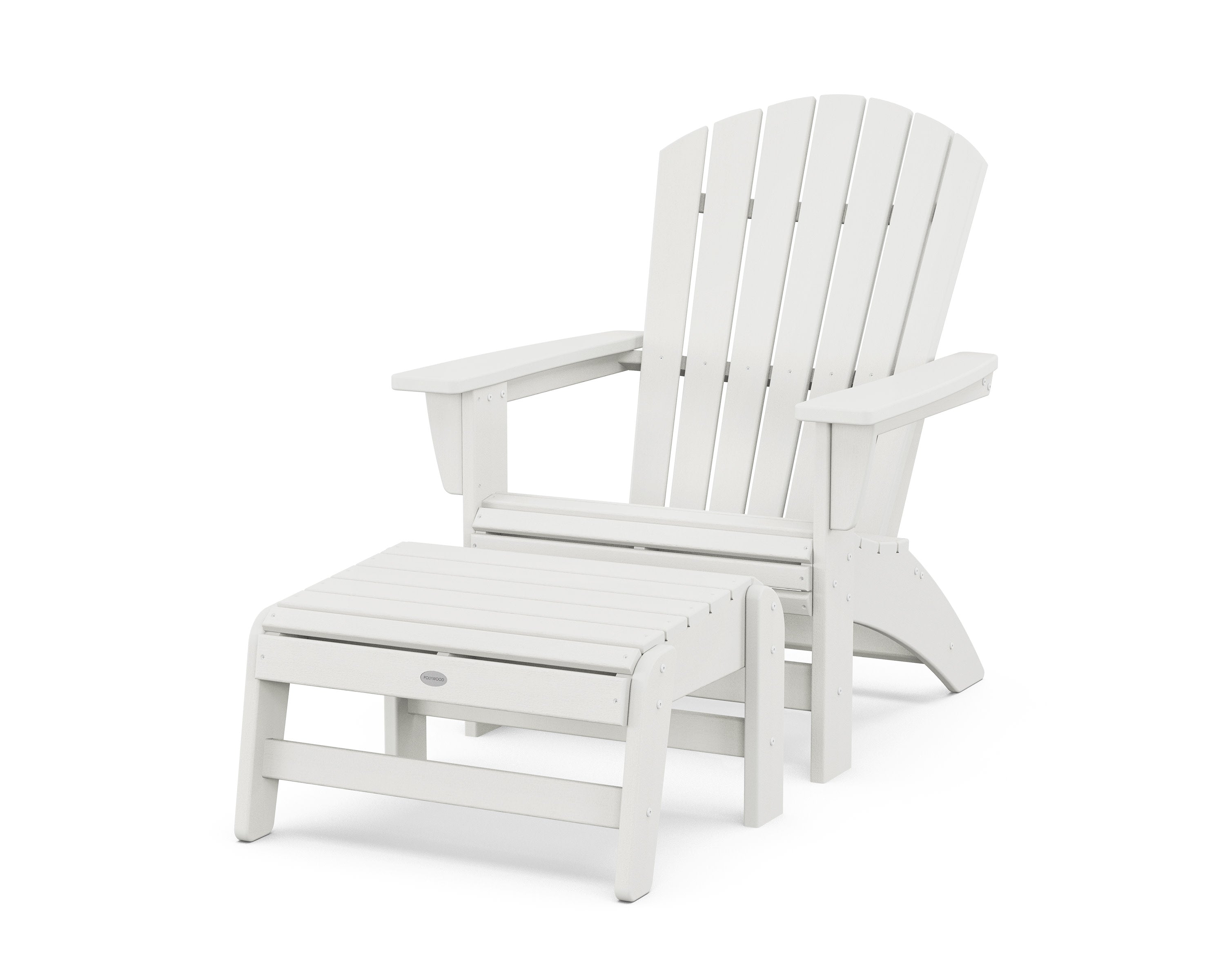 Nautical Grand Adirondack Chair with Ottoman in Vintage White