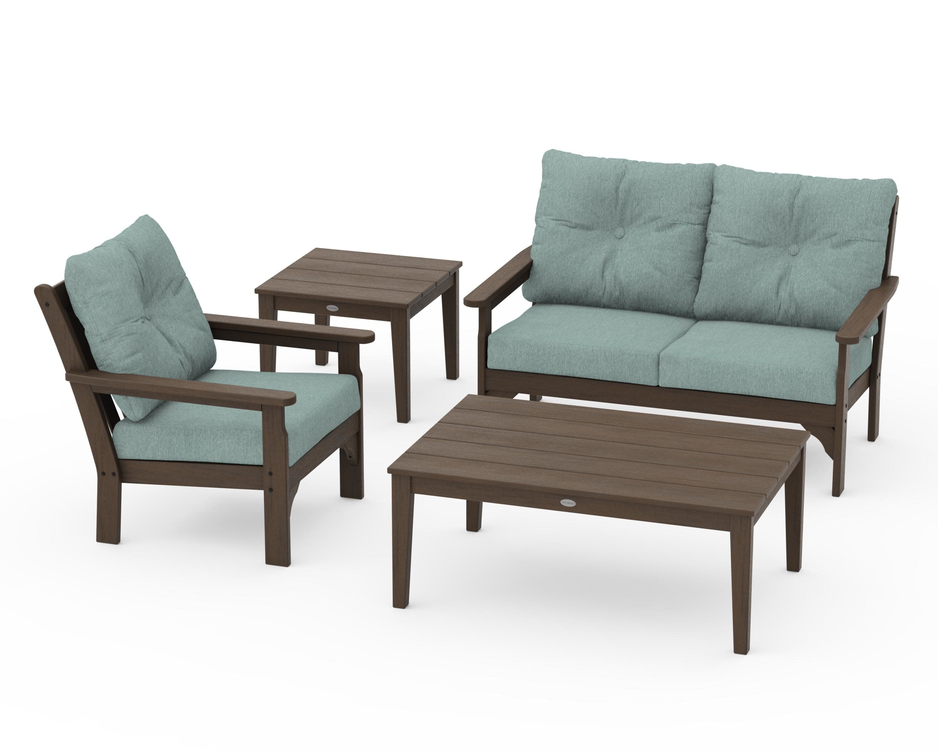 Vineyard 4-Piece Deep Seating Set in Kona / Glacier Spa