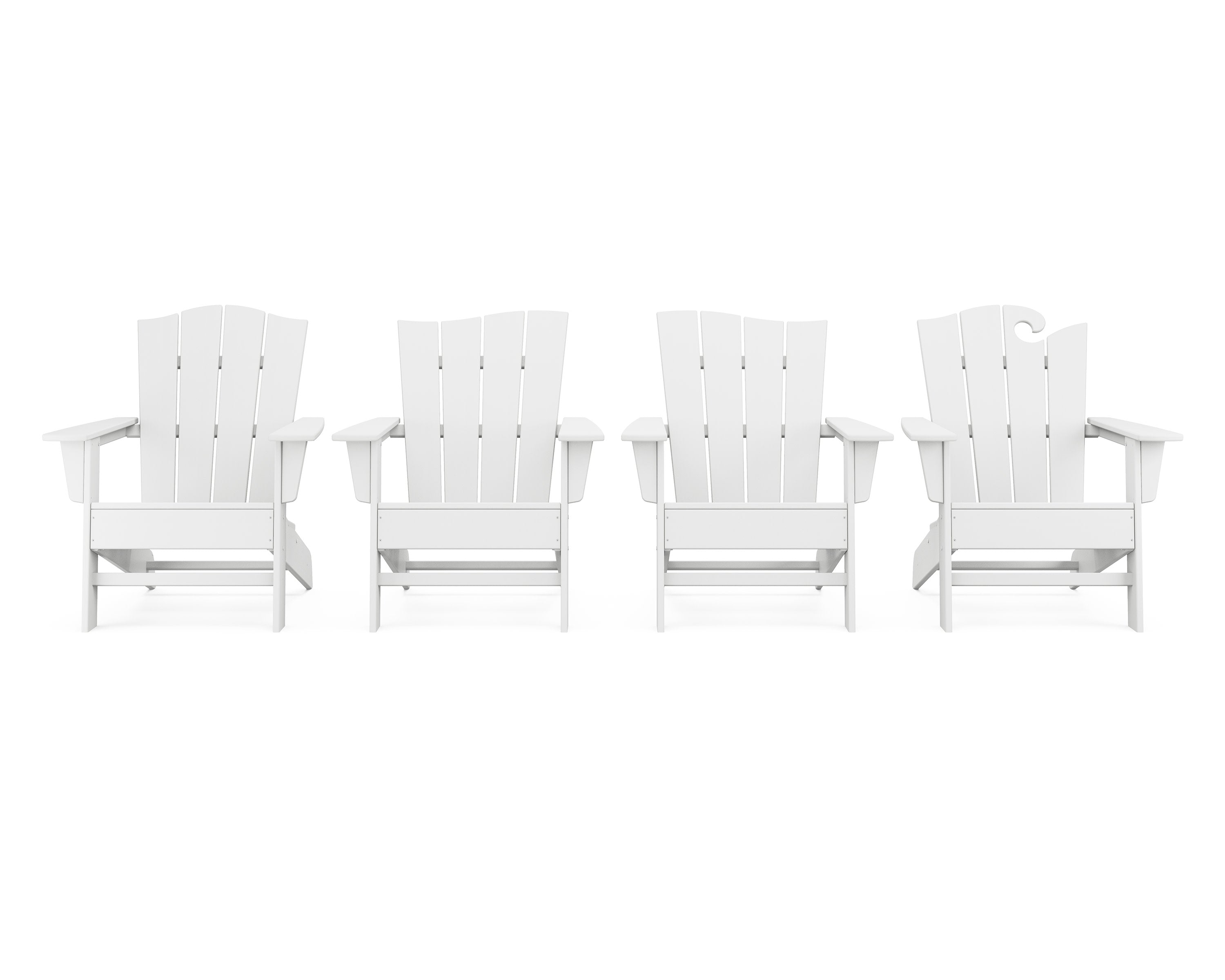 Wave Collection 4-Piece Adirondack Chair Set in White