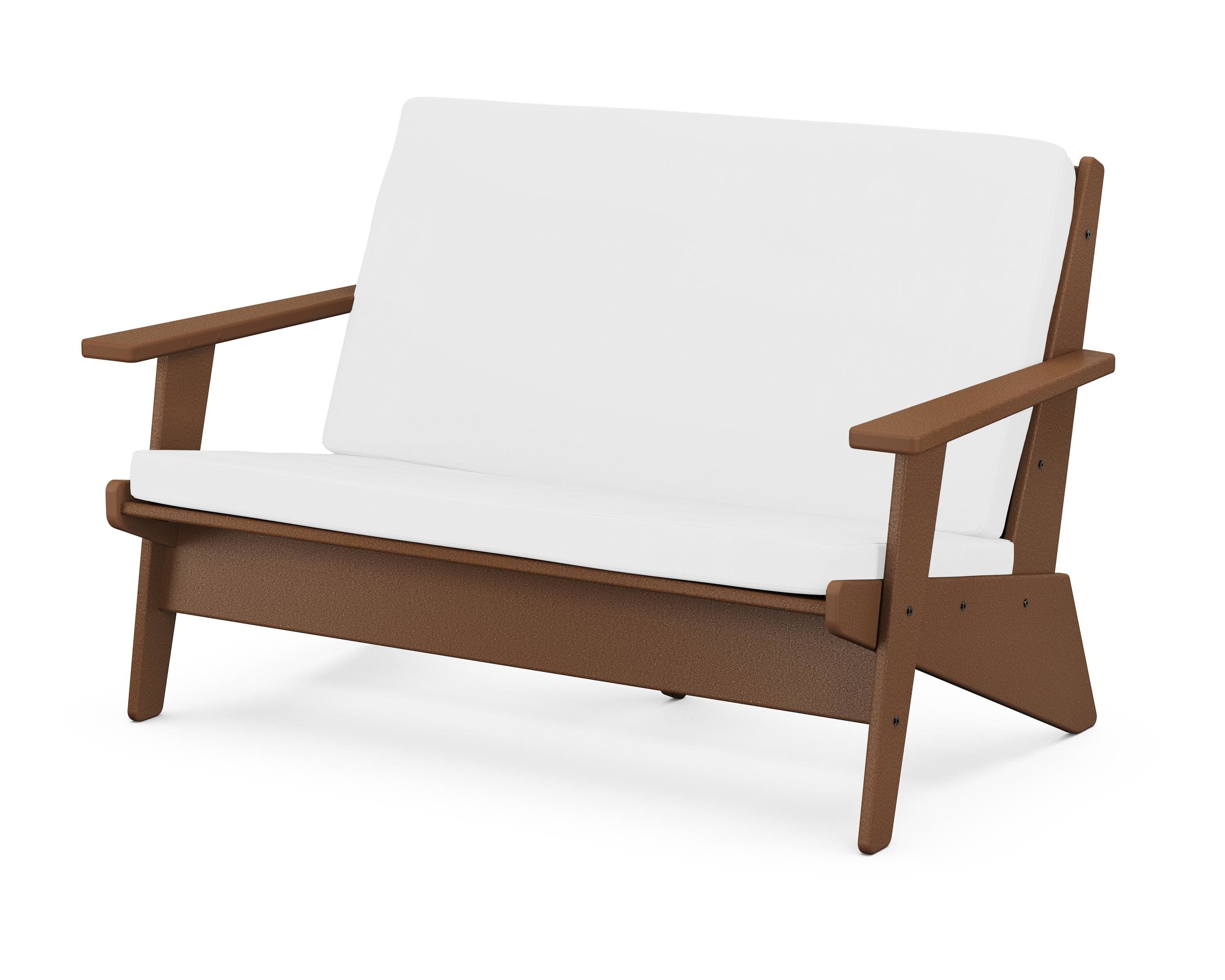 Riviera Modern Lounge Loveseat in Teak / Natural