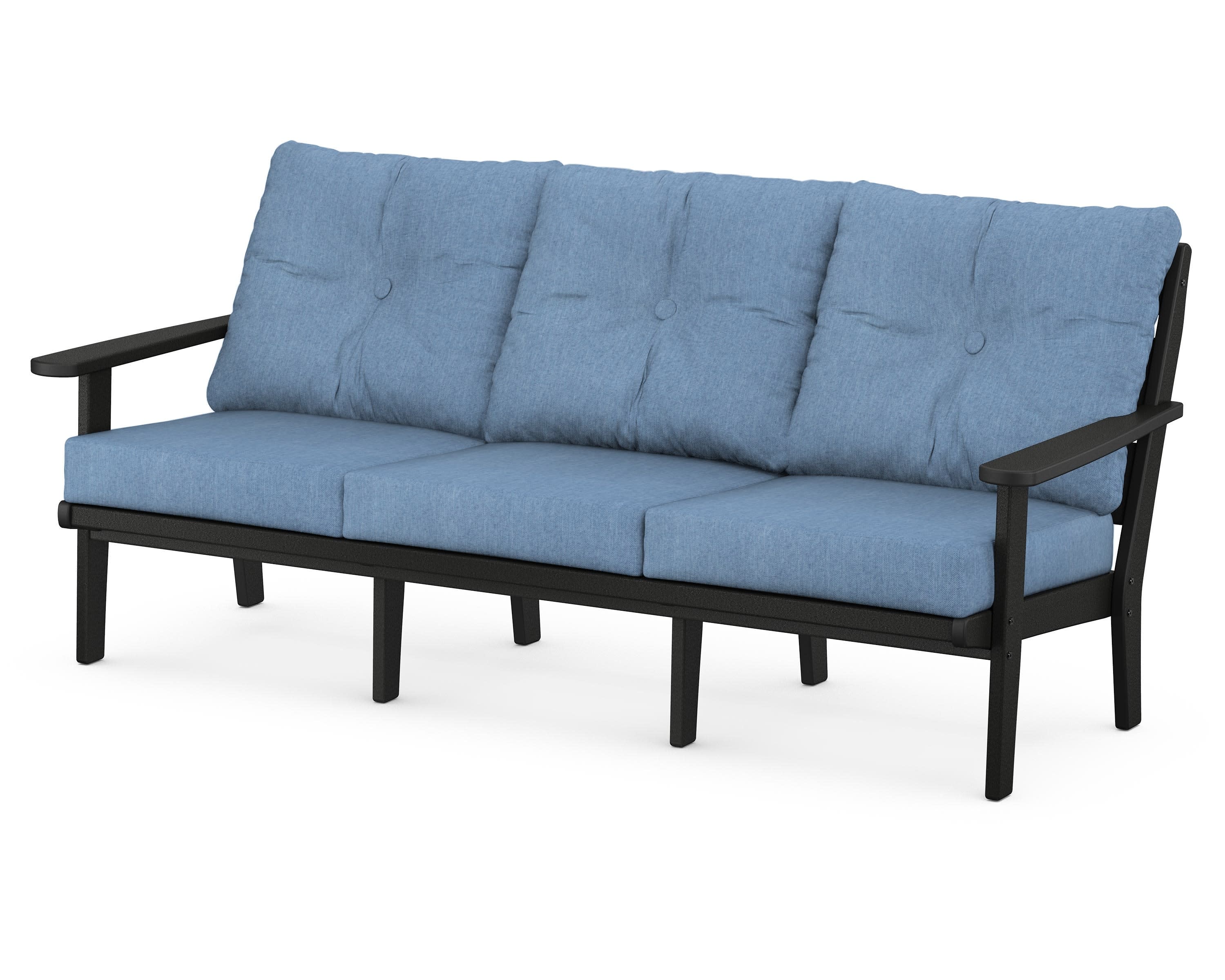 Lakeside Deep Seating Sofa in Black / Sky Blue