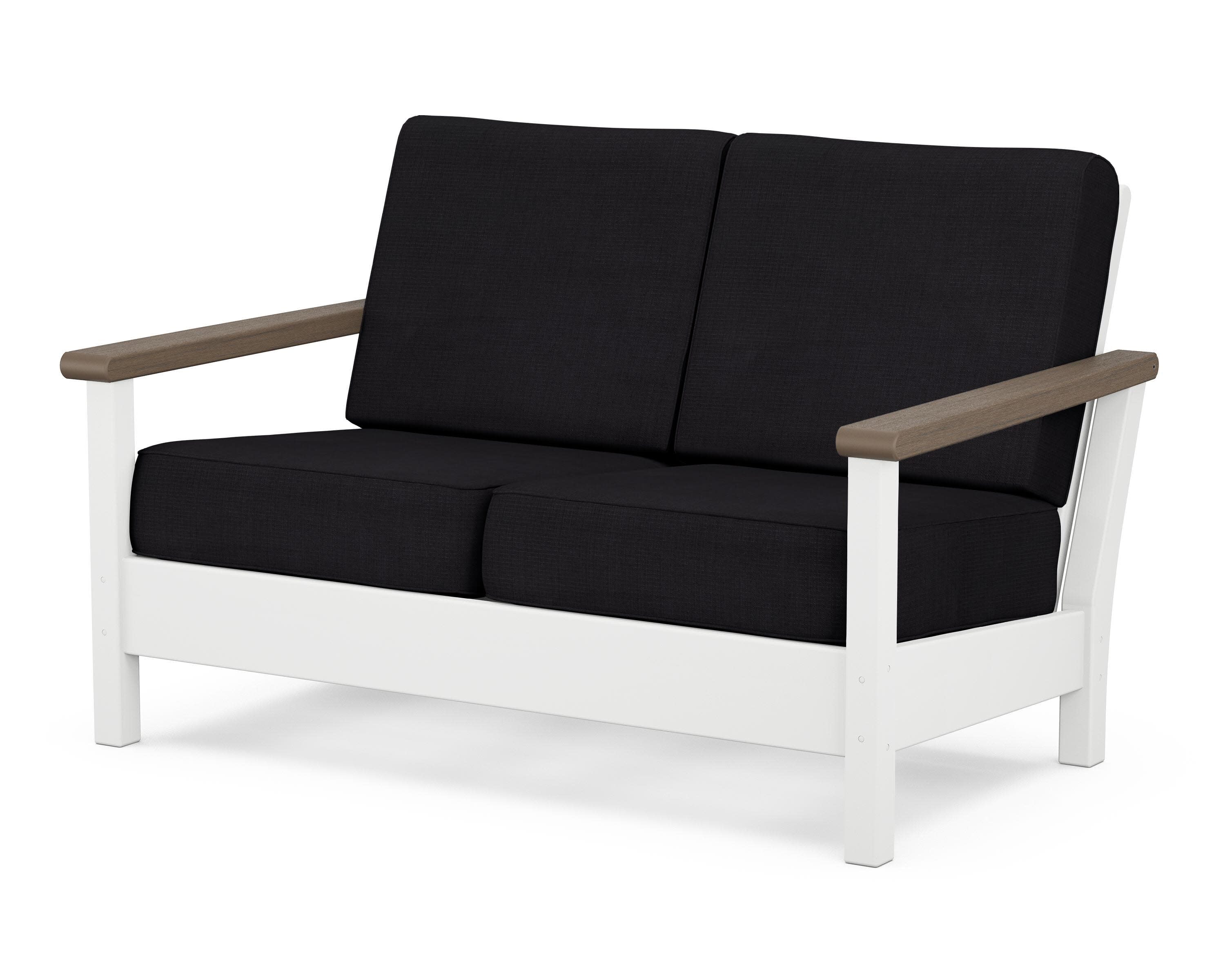 Harbour Deep Seating Loveseat in White / Kona / Midnight Linen