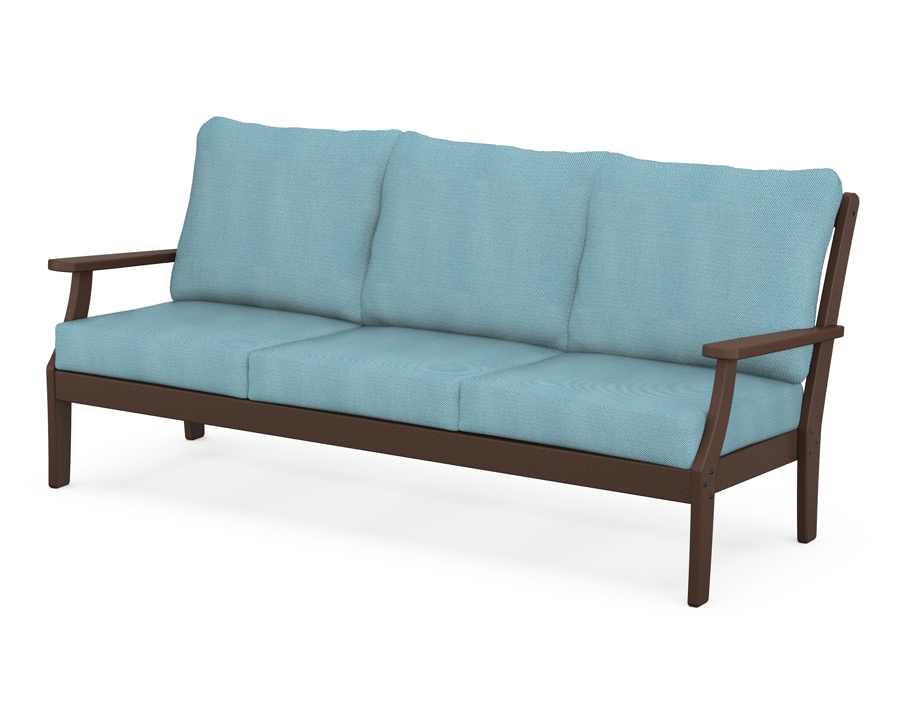 Braxton Deep Seating Sofa in Mahogany / Lattice Sky Blue