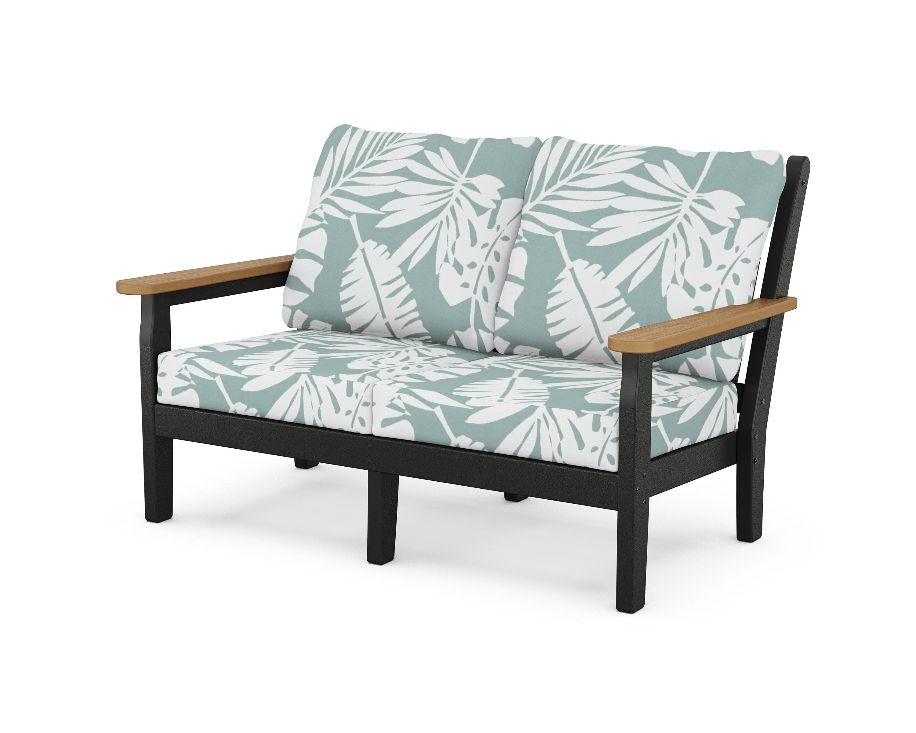 Chippendale Deep Seating Loveseat in Black / Natural / Leaf Glacier Spa