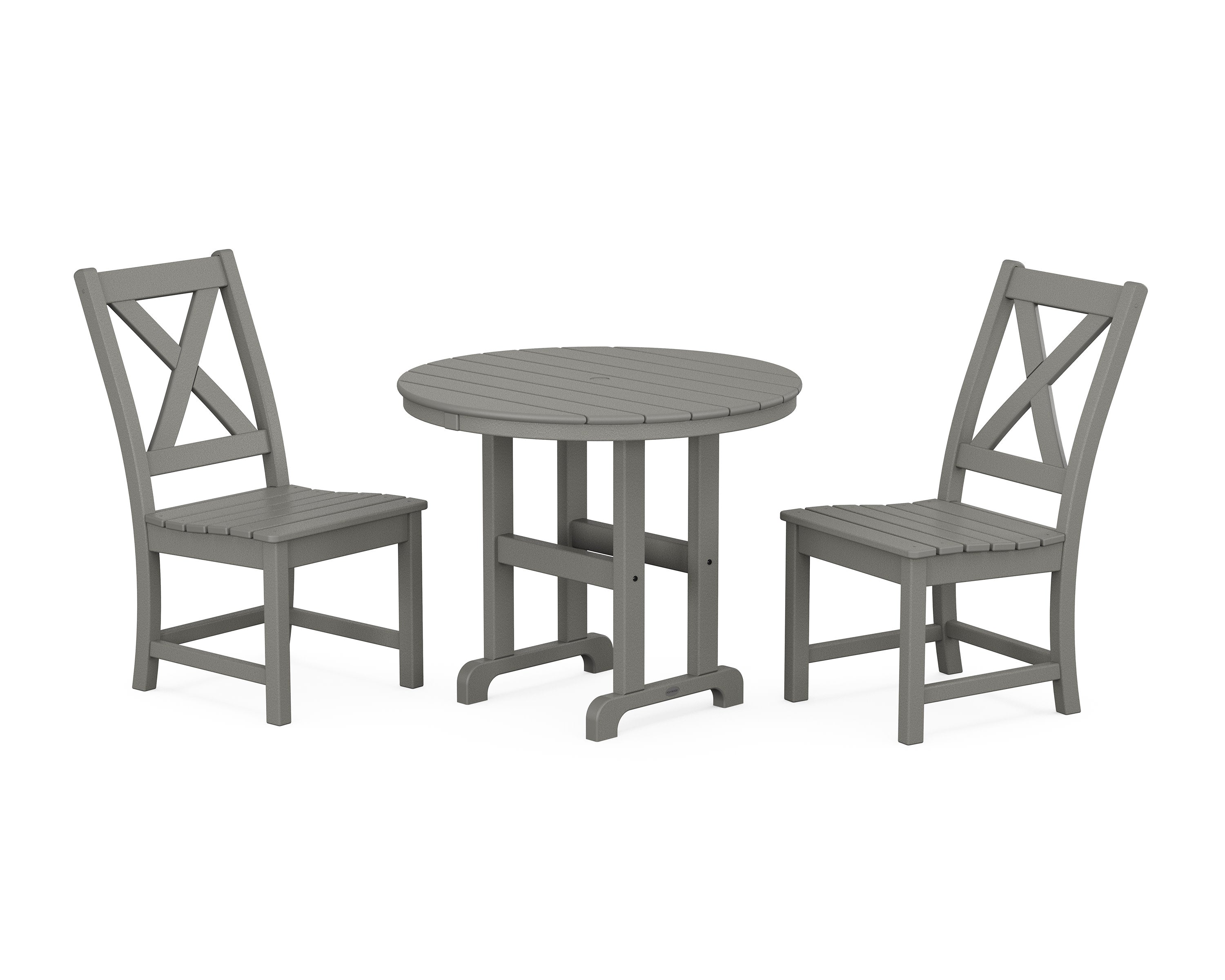 Braxton Side Chair 3-Piece Round Dining Set in Slate Grey