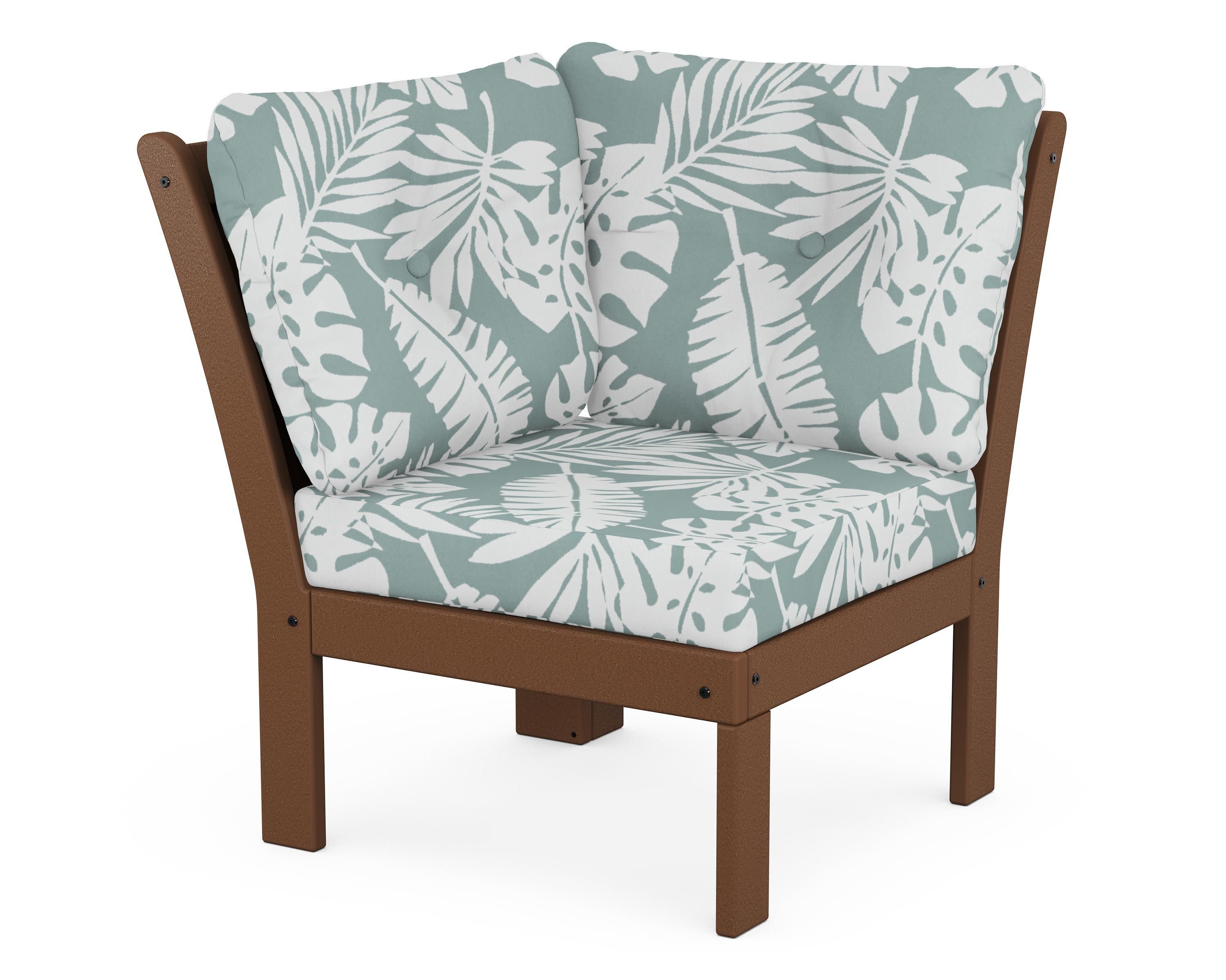 Vineyard Modular Corner Chair in Teak / Leaf Glacier Spa