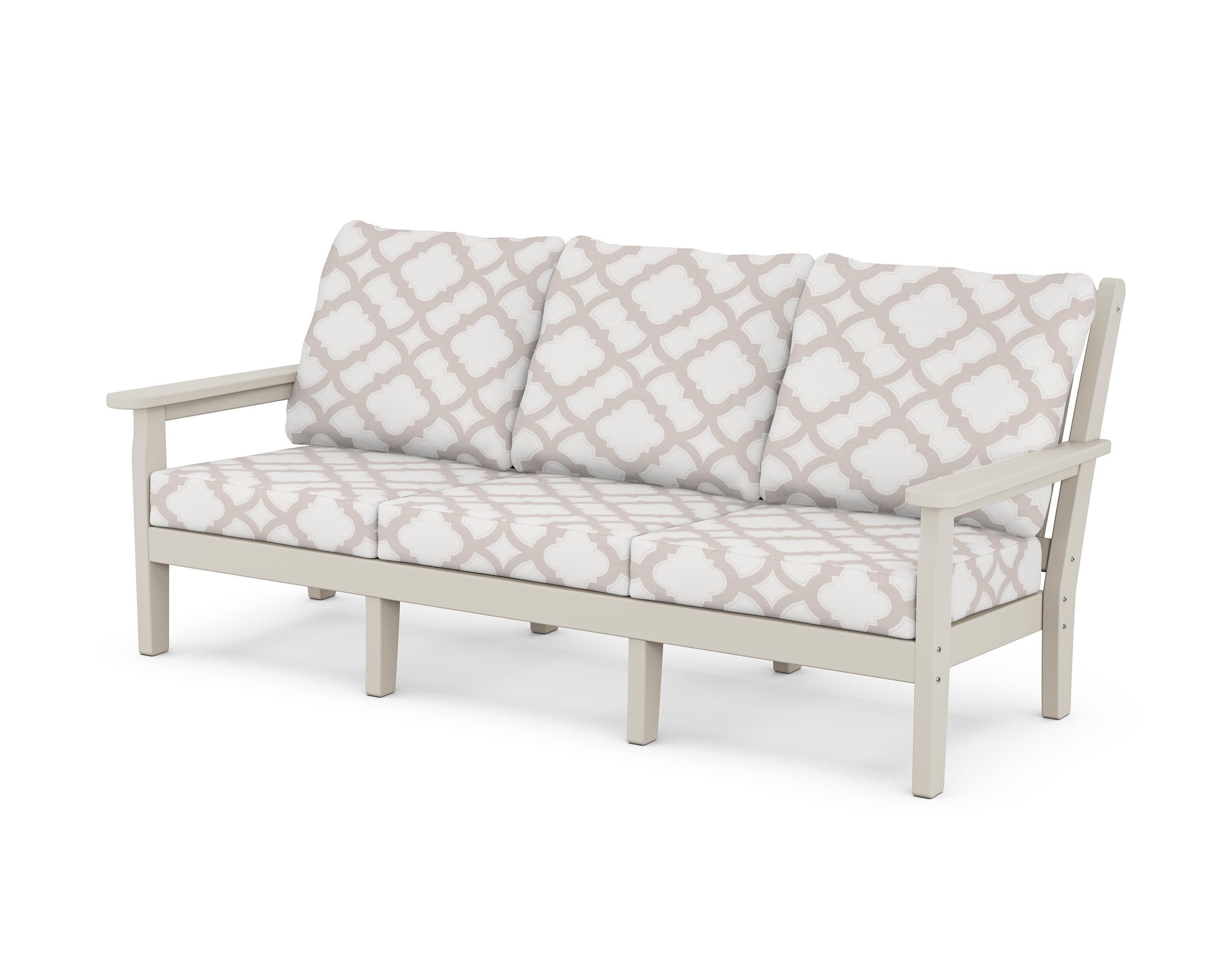 Chippendale Deep Seating Sofa in Sand / Trellis Dune Burlap