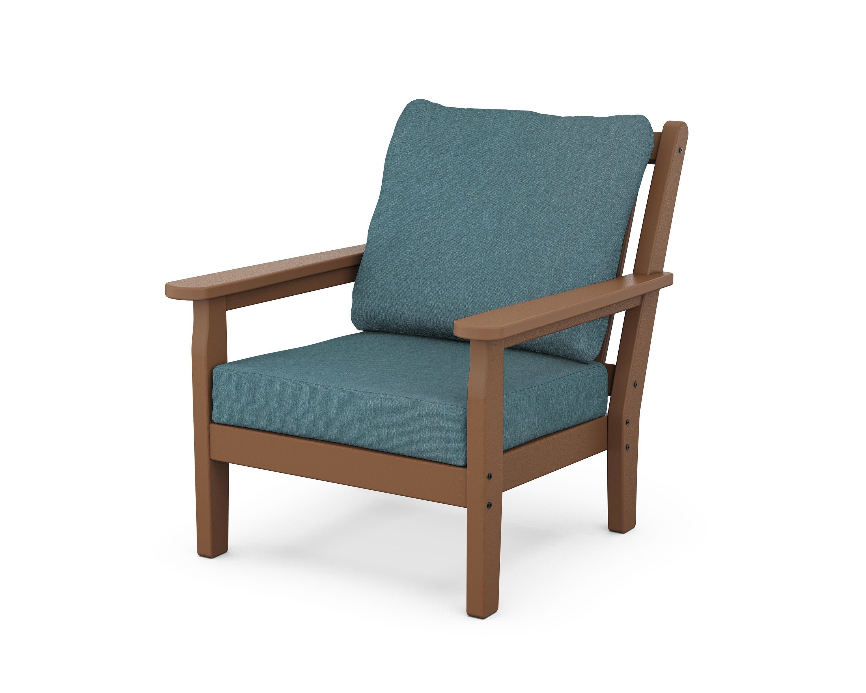 Chippendale Deep Seating Chair in Teak / Ocean Teal