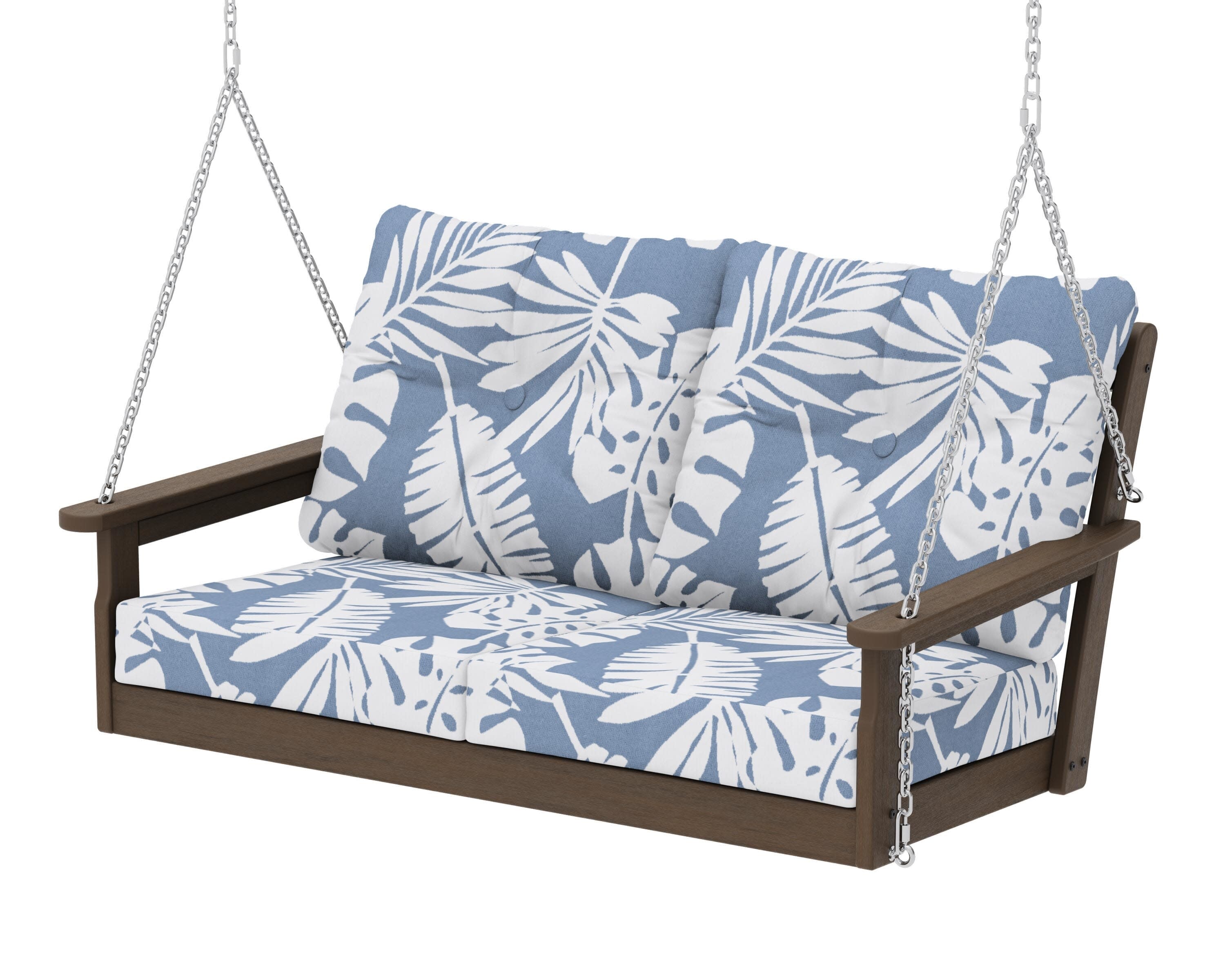 Vineyard Deep Seating Swing in Kona / Leaf Sky Blue